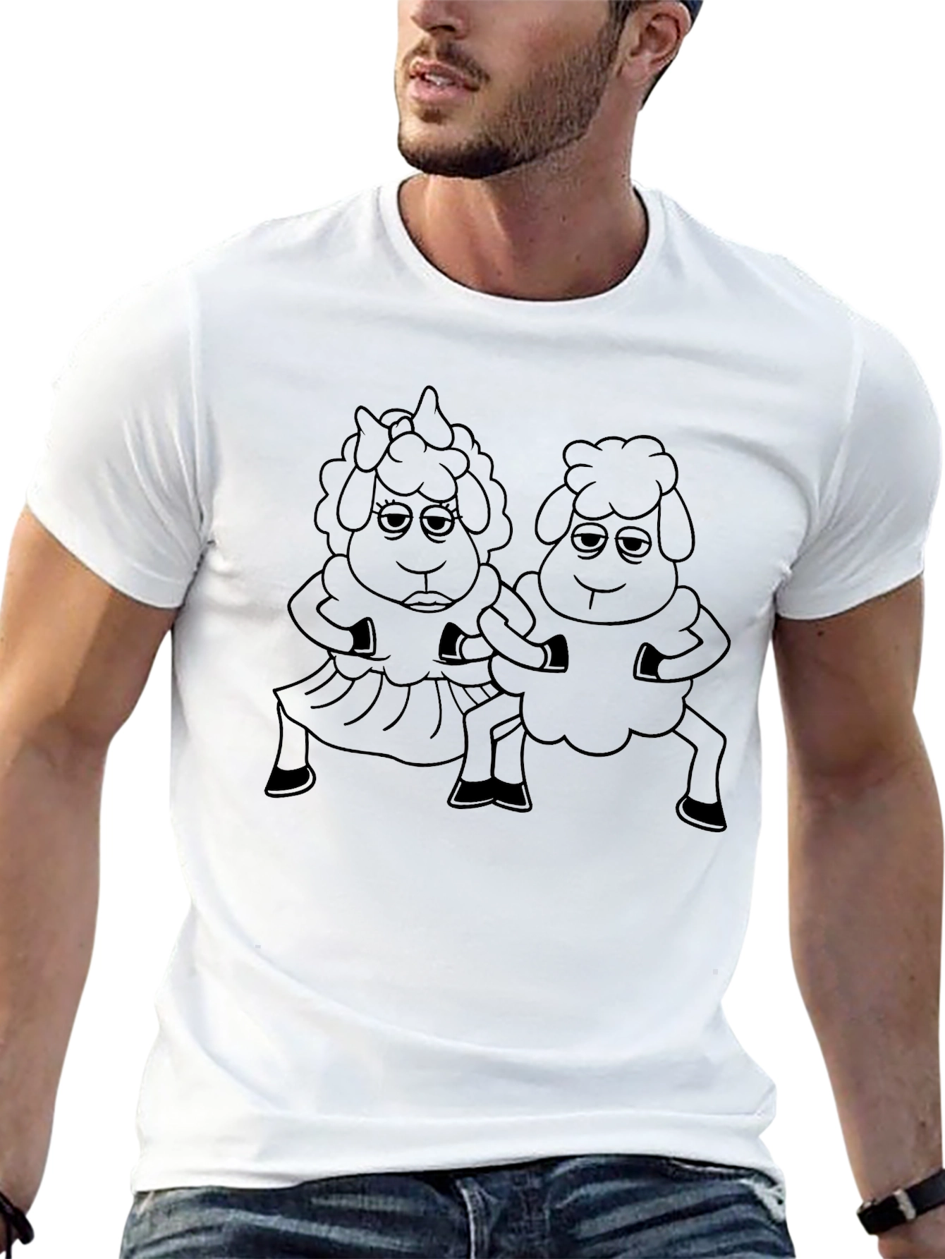 Funny Sheep T-Shirt - Cartoon Animal Graphic Tee