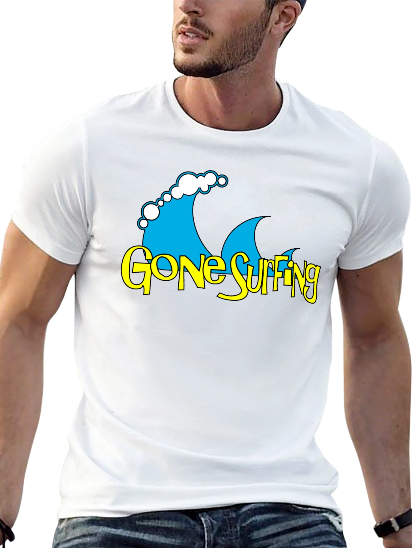 Gone Surfing Graphic T-Shirt - Black Cotton Tee