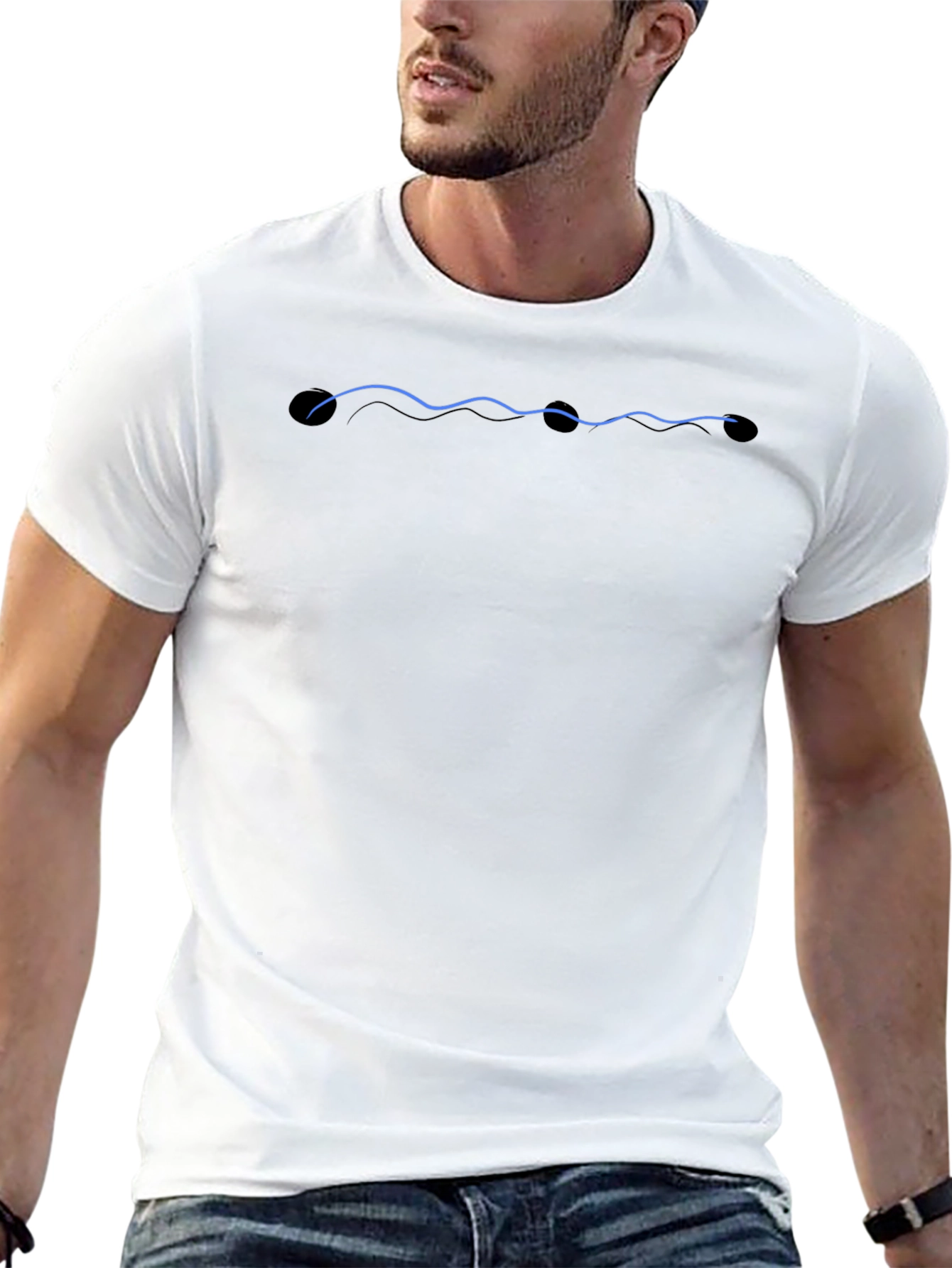 Modern Wave Graphic Black T-Shirt