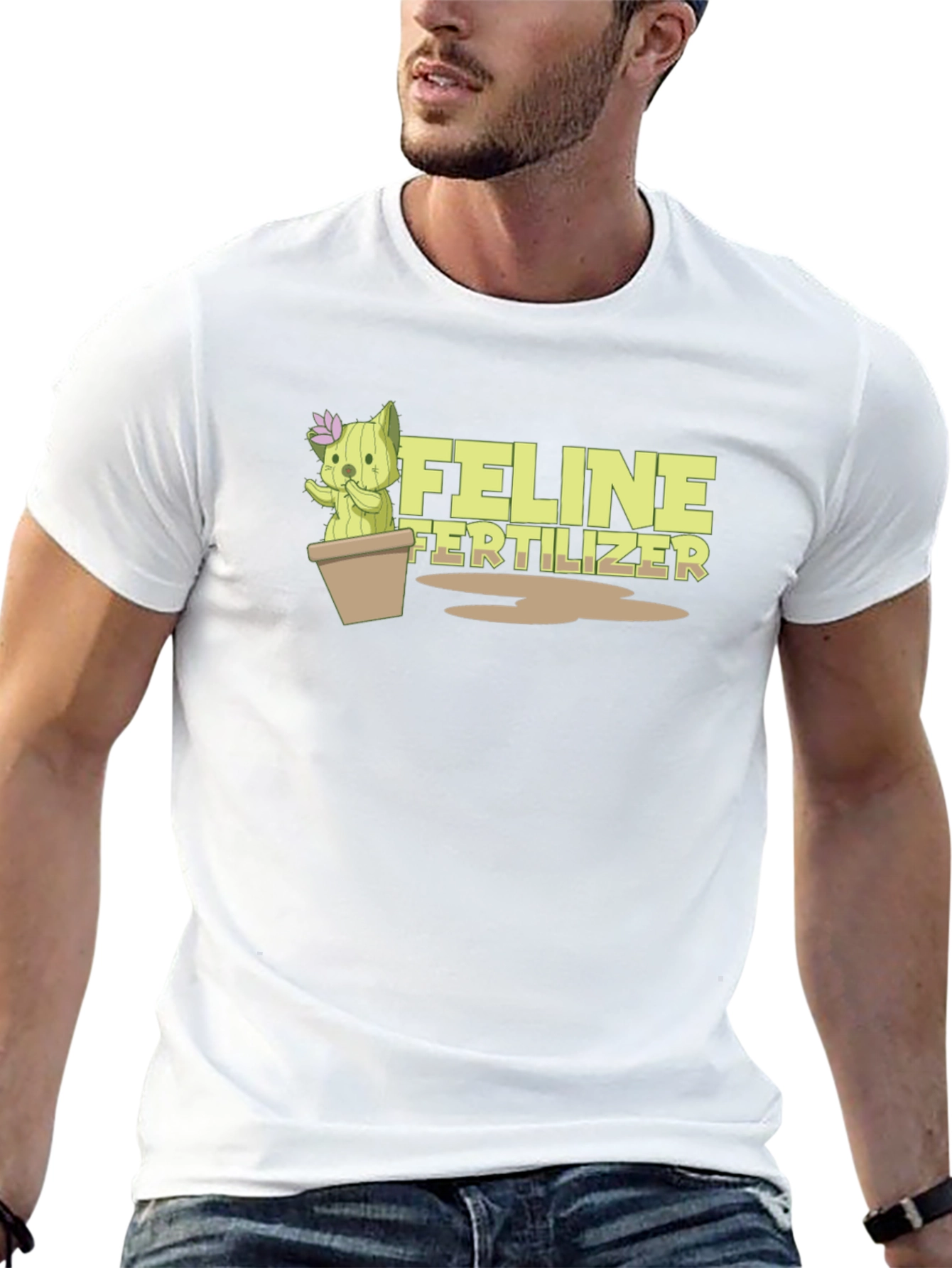 Feline Fertilizer T-Shirt - Funny Cat Cactus Tee