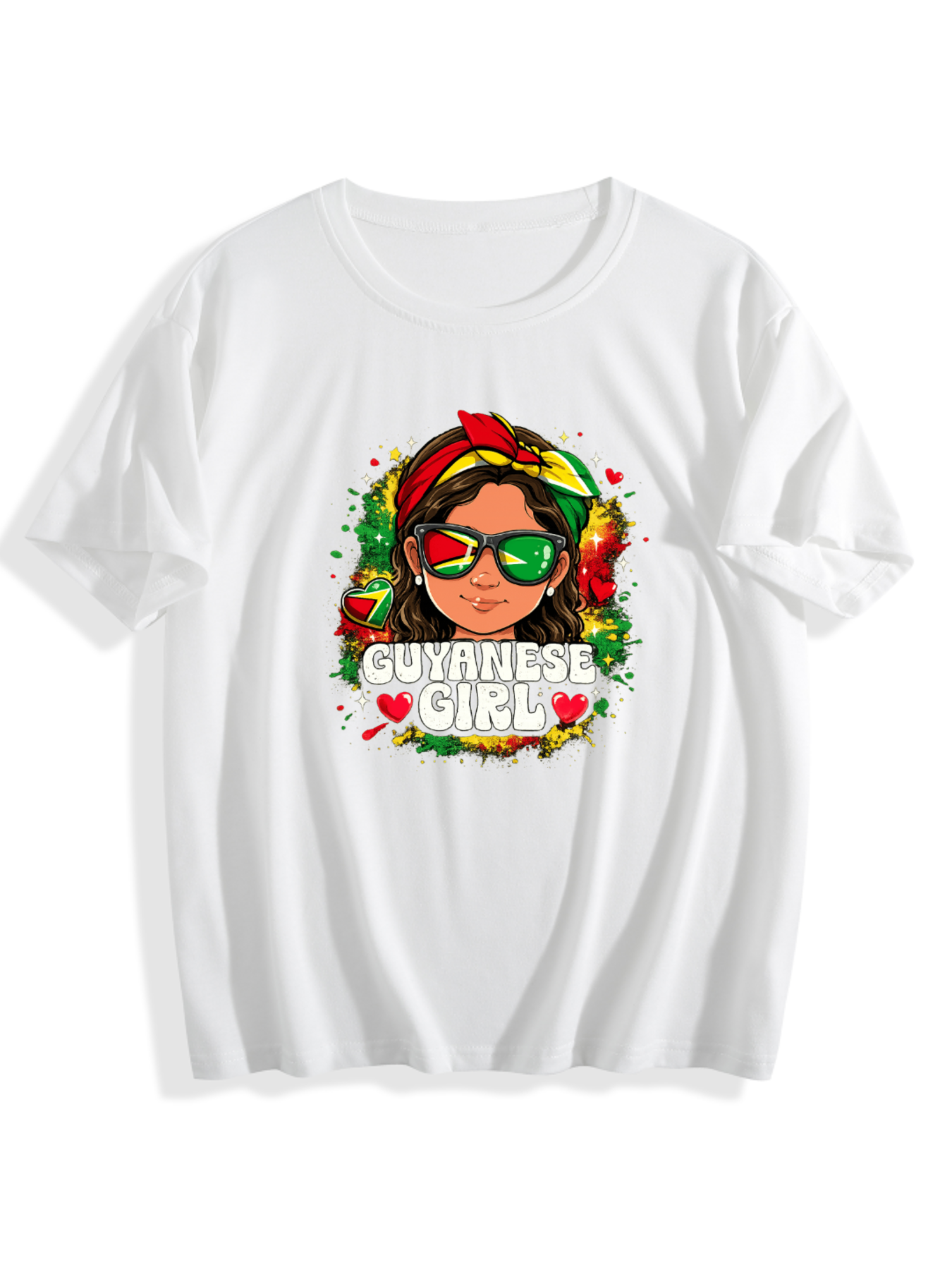 Guyanese Girl Graphic T-Shirt – 100% Pure Cotton Casual Summer Tee(hj43)