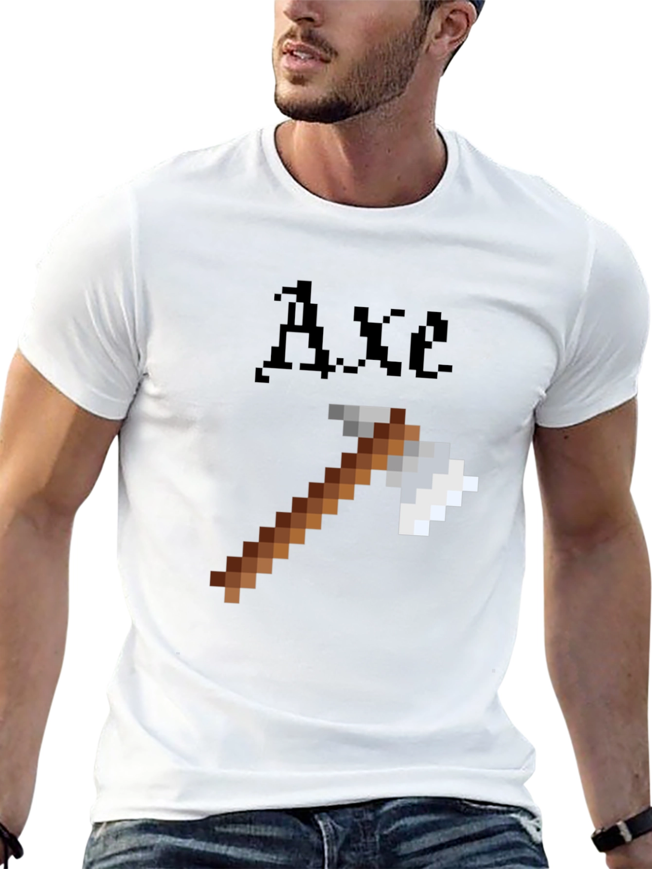 Minecraft Axe Pixel Art Black T-Shirt