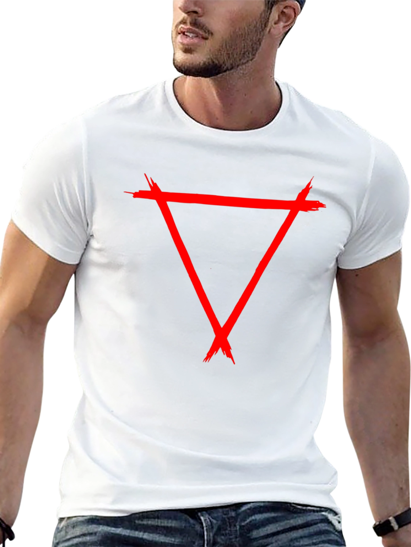 Red Triangle Graphic Black Tee