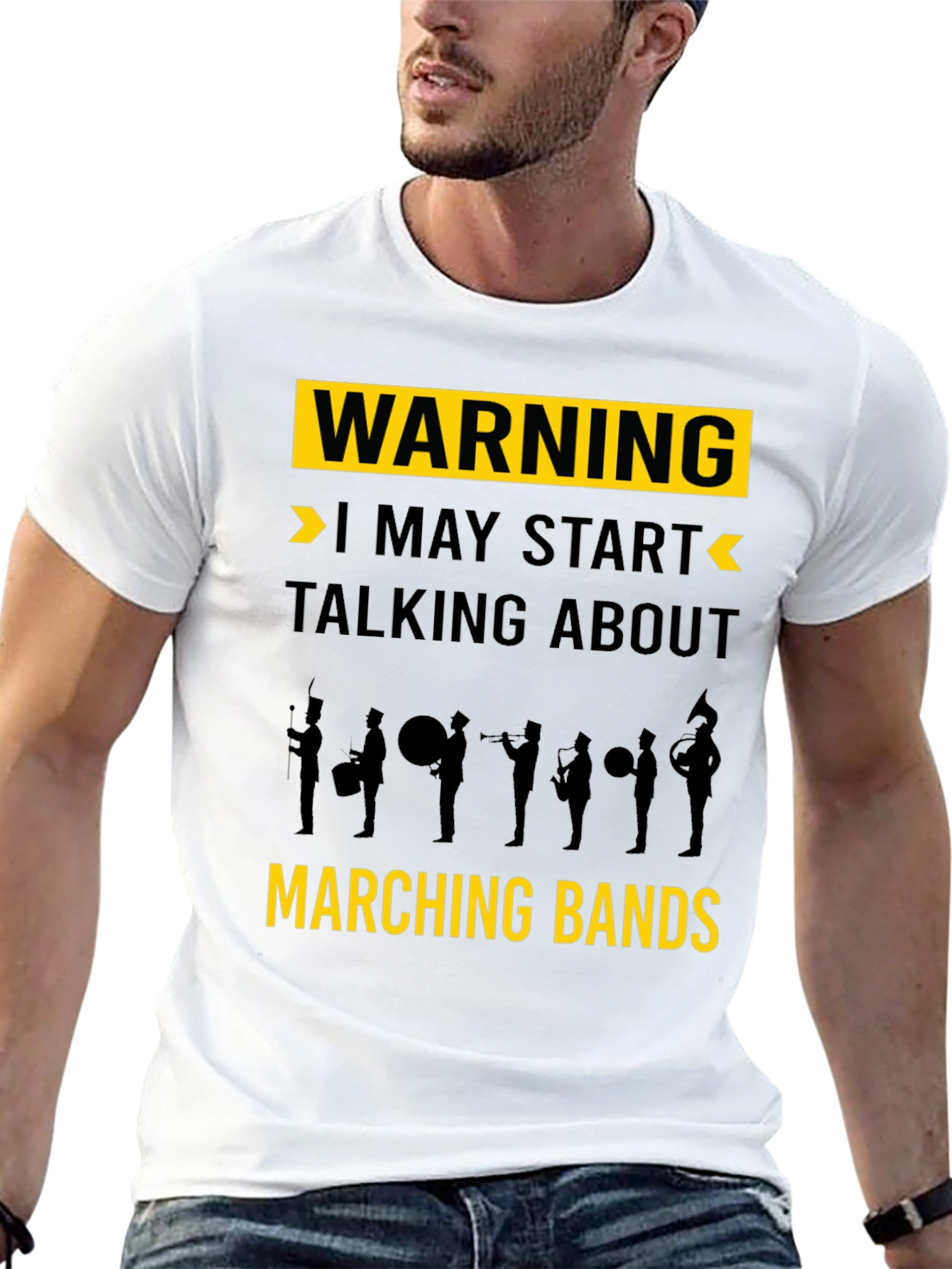 Warning May Start Talking Marching Bands Black T-Shirt