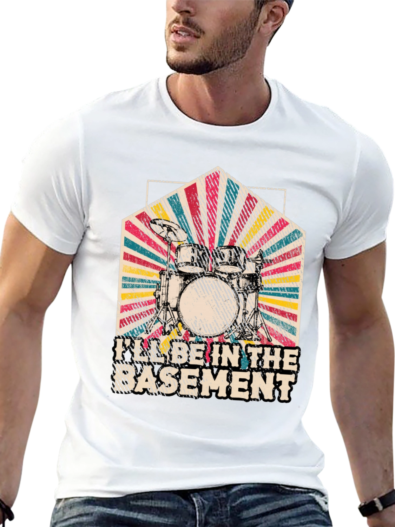 Ill Be In The Basement Drum Set Graphic Tee