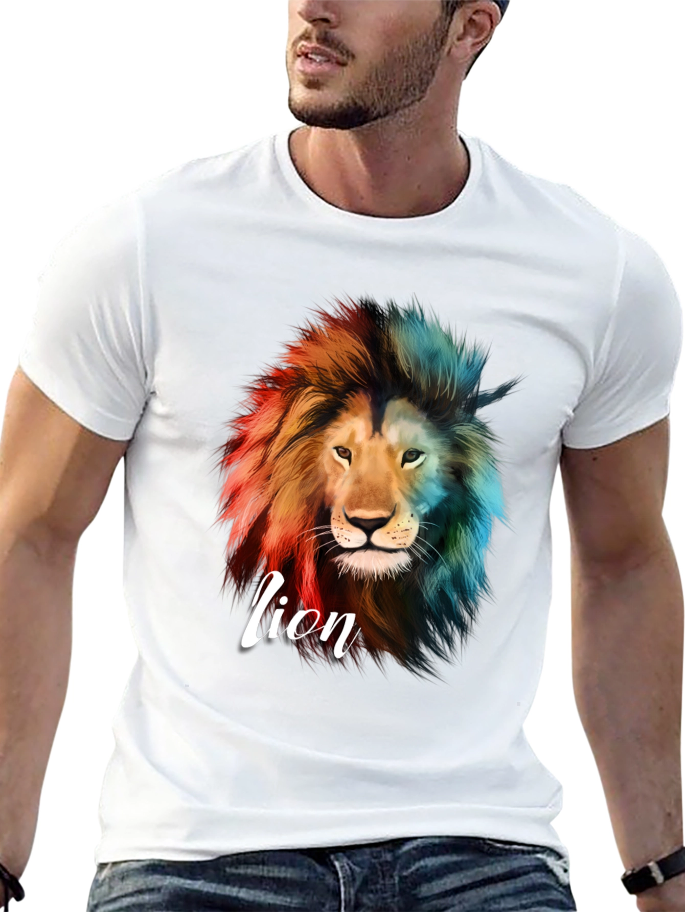 Lion Graphic Print T-Shirt - Bold Statement Tee