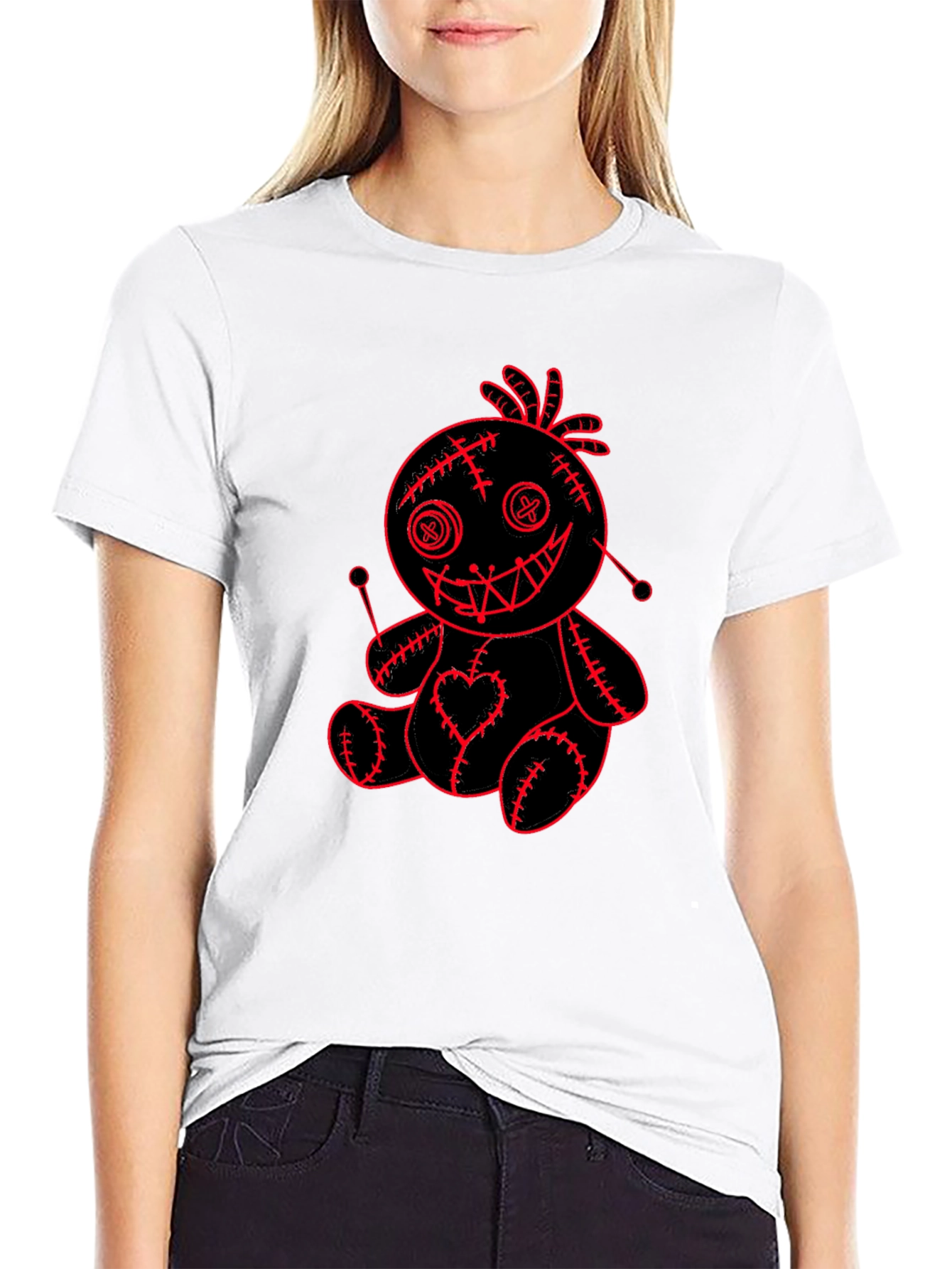 Voodoo Doll Graphic Tee - Black Cotton