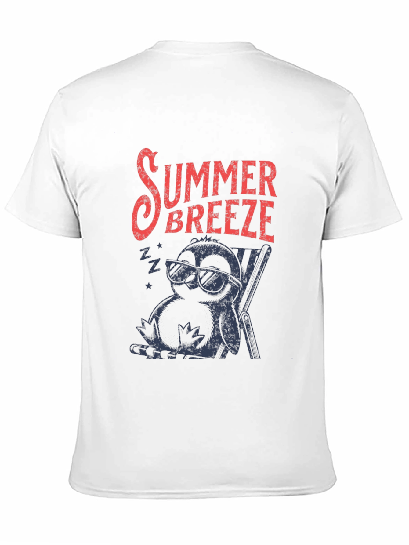 Summer Breeze Graphic Tee - Relaxed Penguin Design