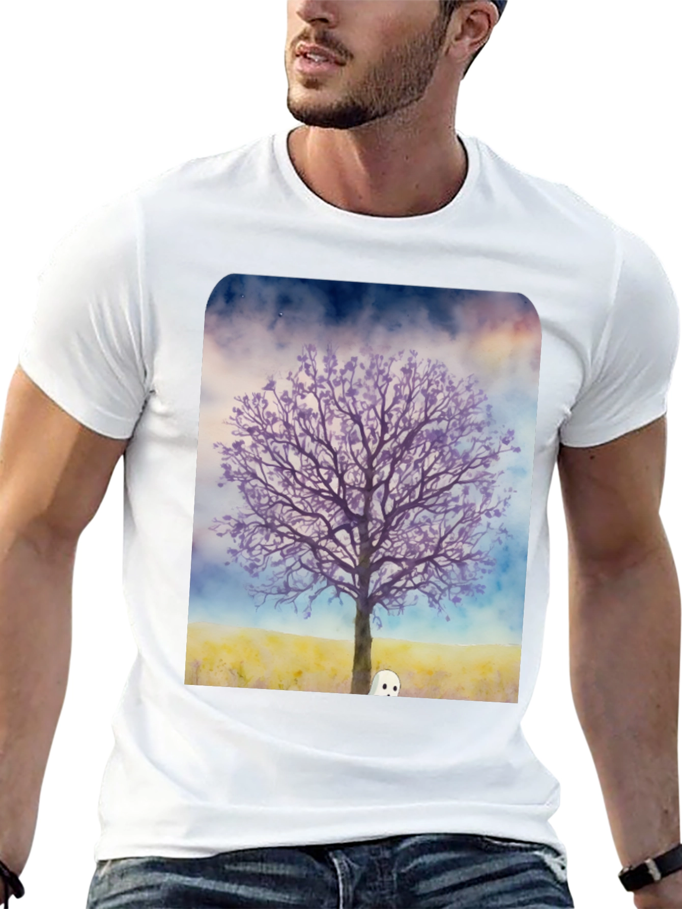 Ghostly Tree Graphic Tee - Mens Black T-Shirt