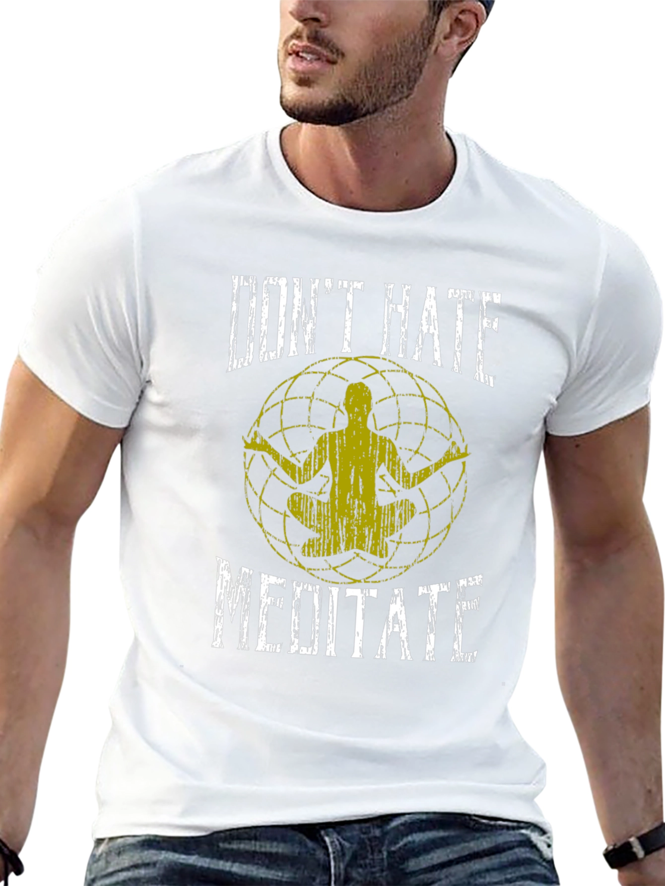 Dont Hate Meditate Black Graphic T-Shirt