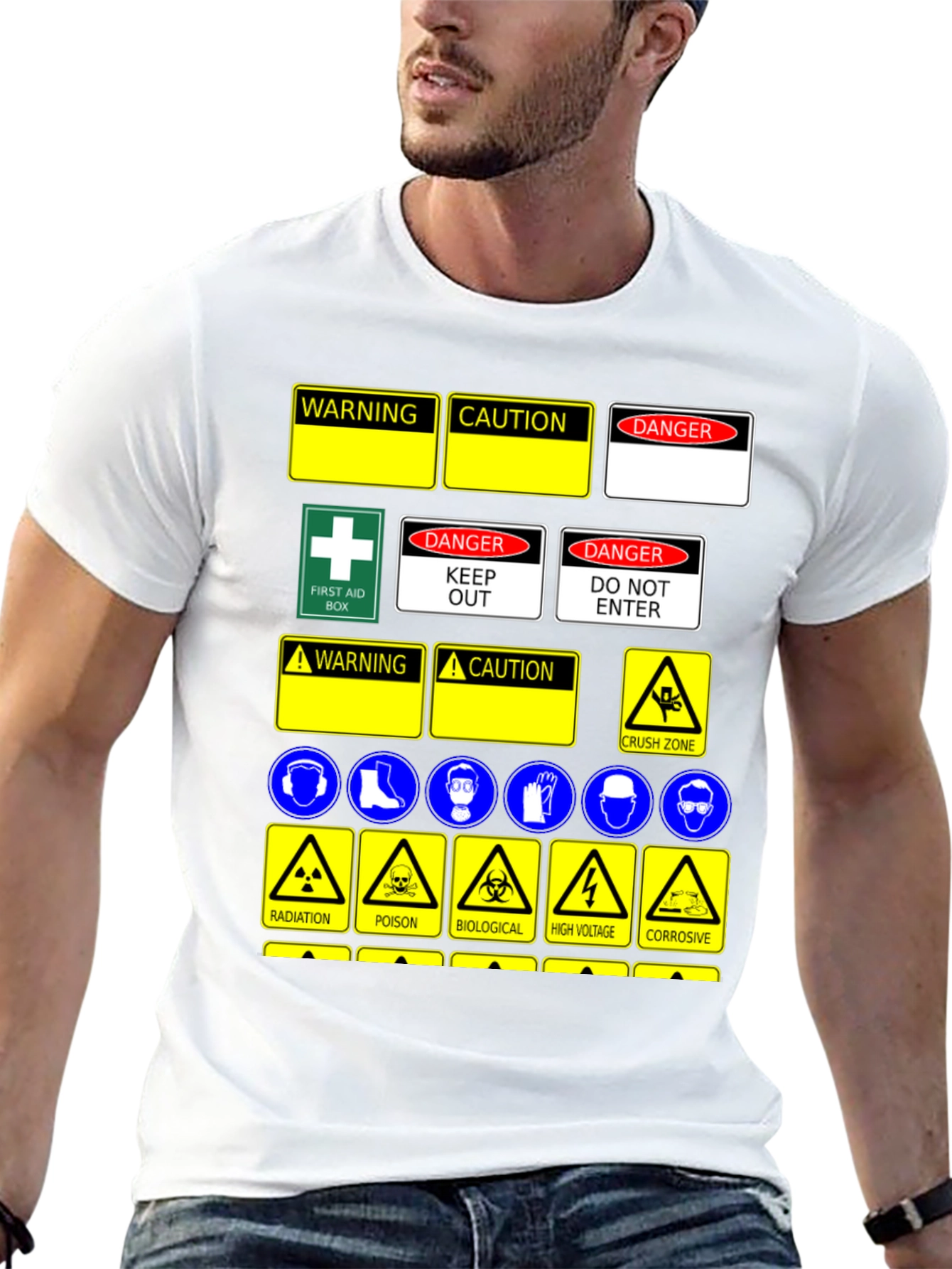 Safety Sign T-Shirt - Warning Danger Caution