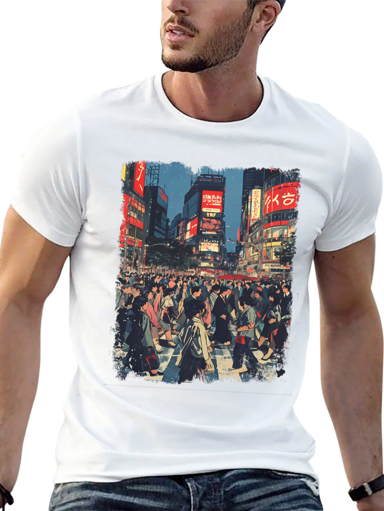 Urban Crowd T-Shirt - Cityscape Design