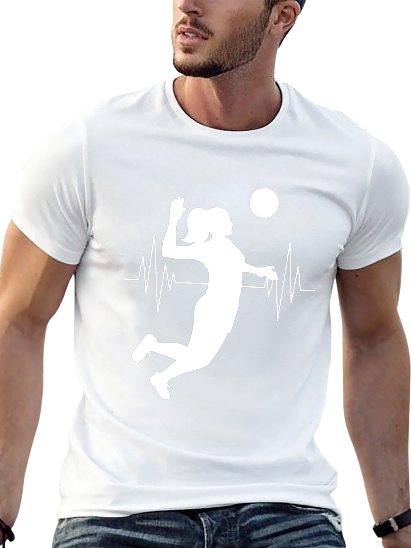 Volleyball Heartbeat Graphic Tee - Black
