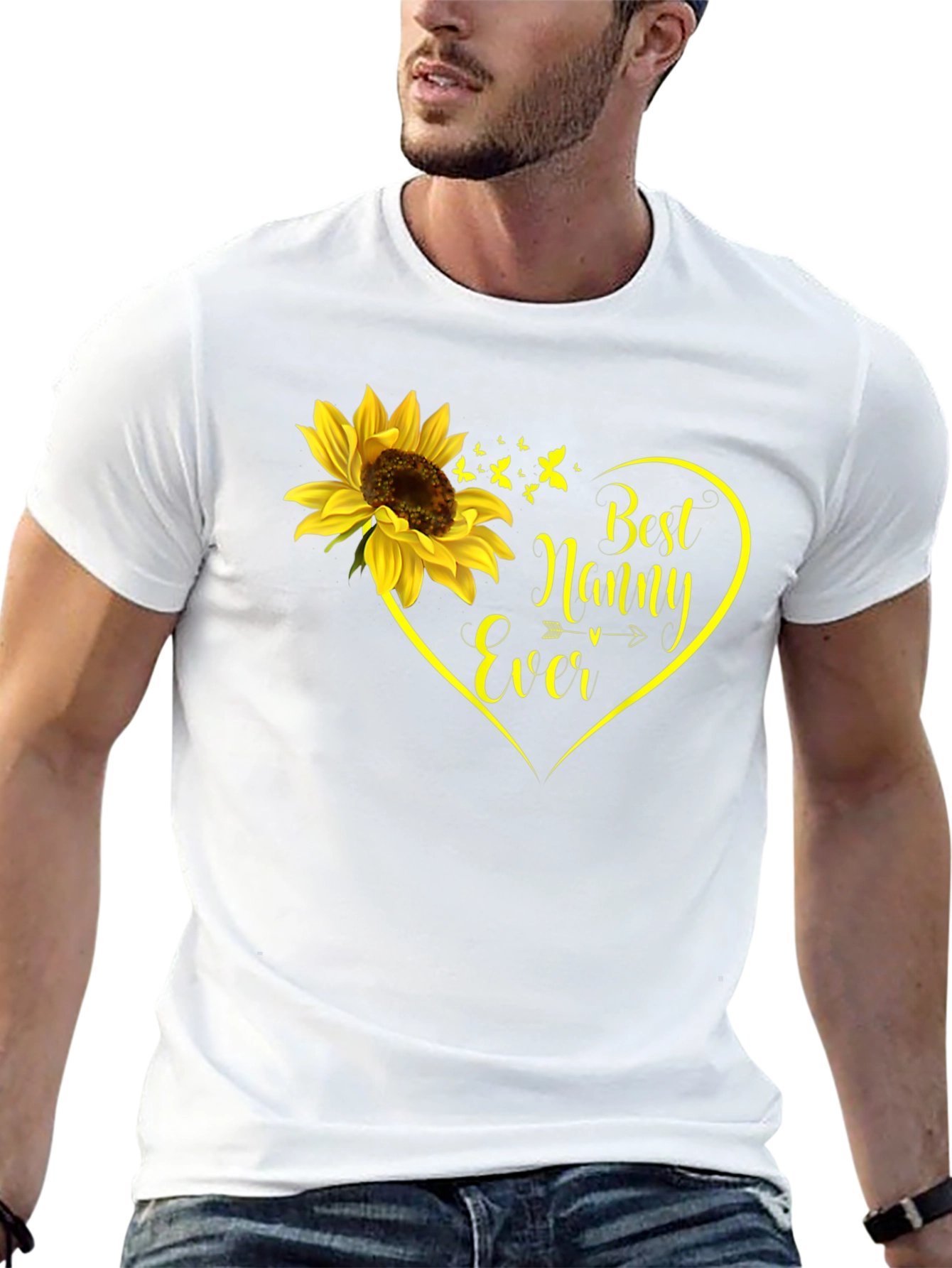 Best Nanny Ever Sunflower Heart T-Shirt