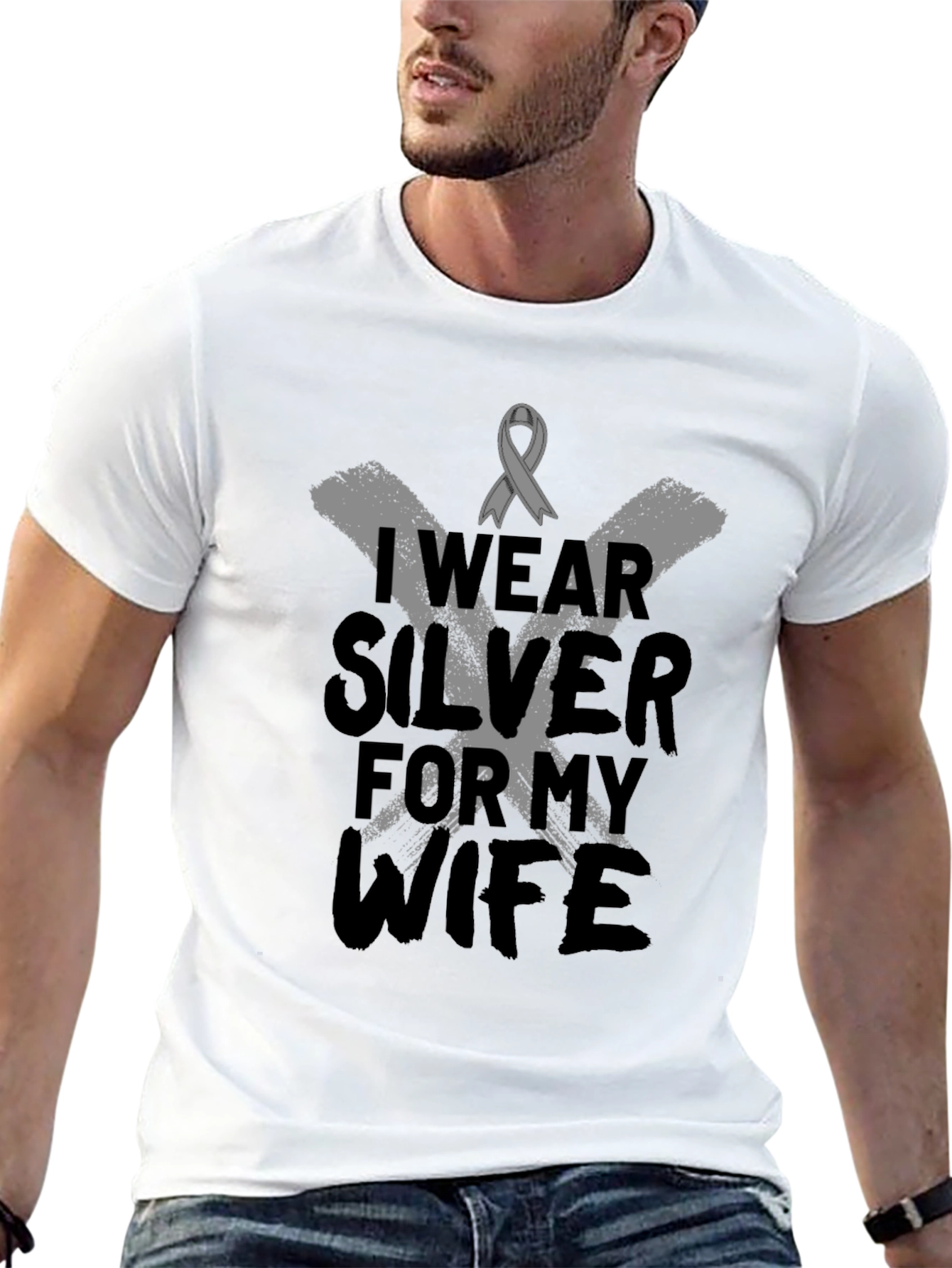 I Wear Silver For My Wife T-Shirt