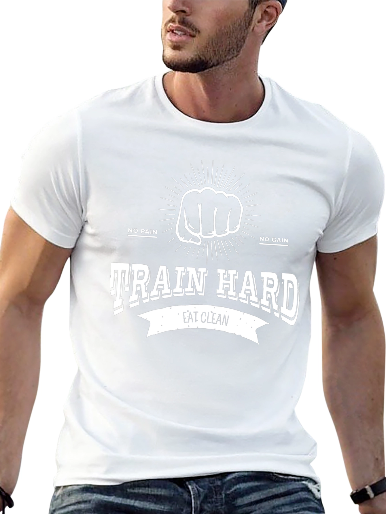Train Hard T-Shirt: No Pain No Gain Eat Clean