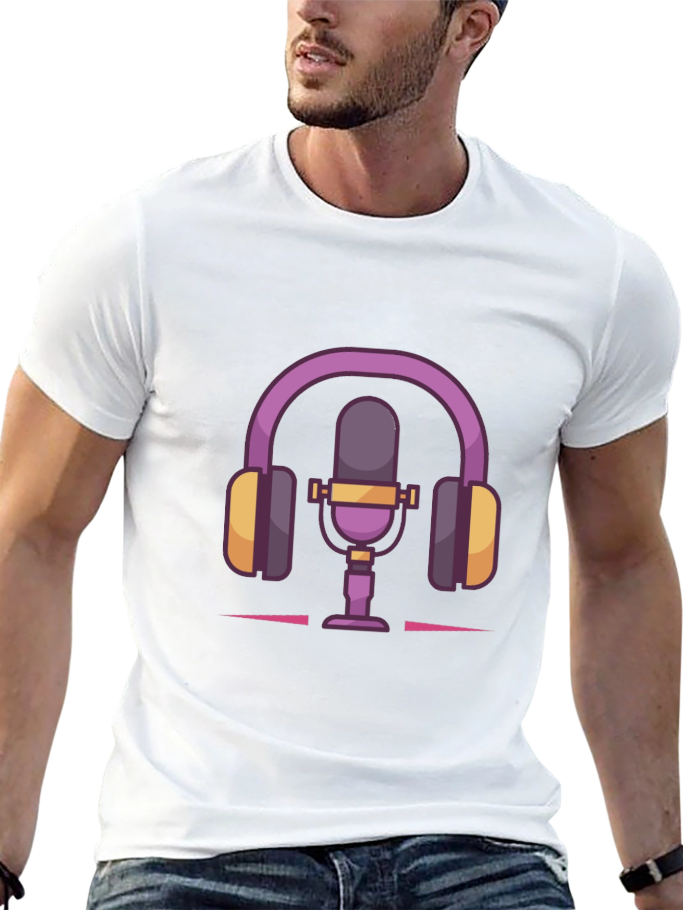Podcast Life Tee: Headphones & Mic Graphic T-Shirt
