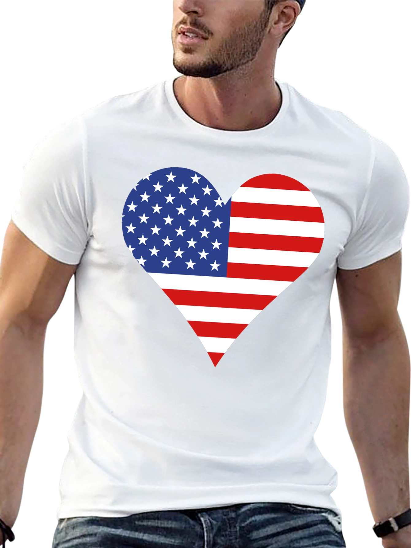 American Flag Heart T-Shirt - Patriotic USA Love Tee