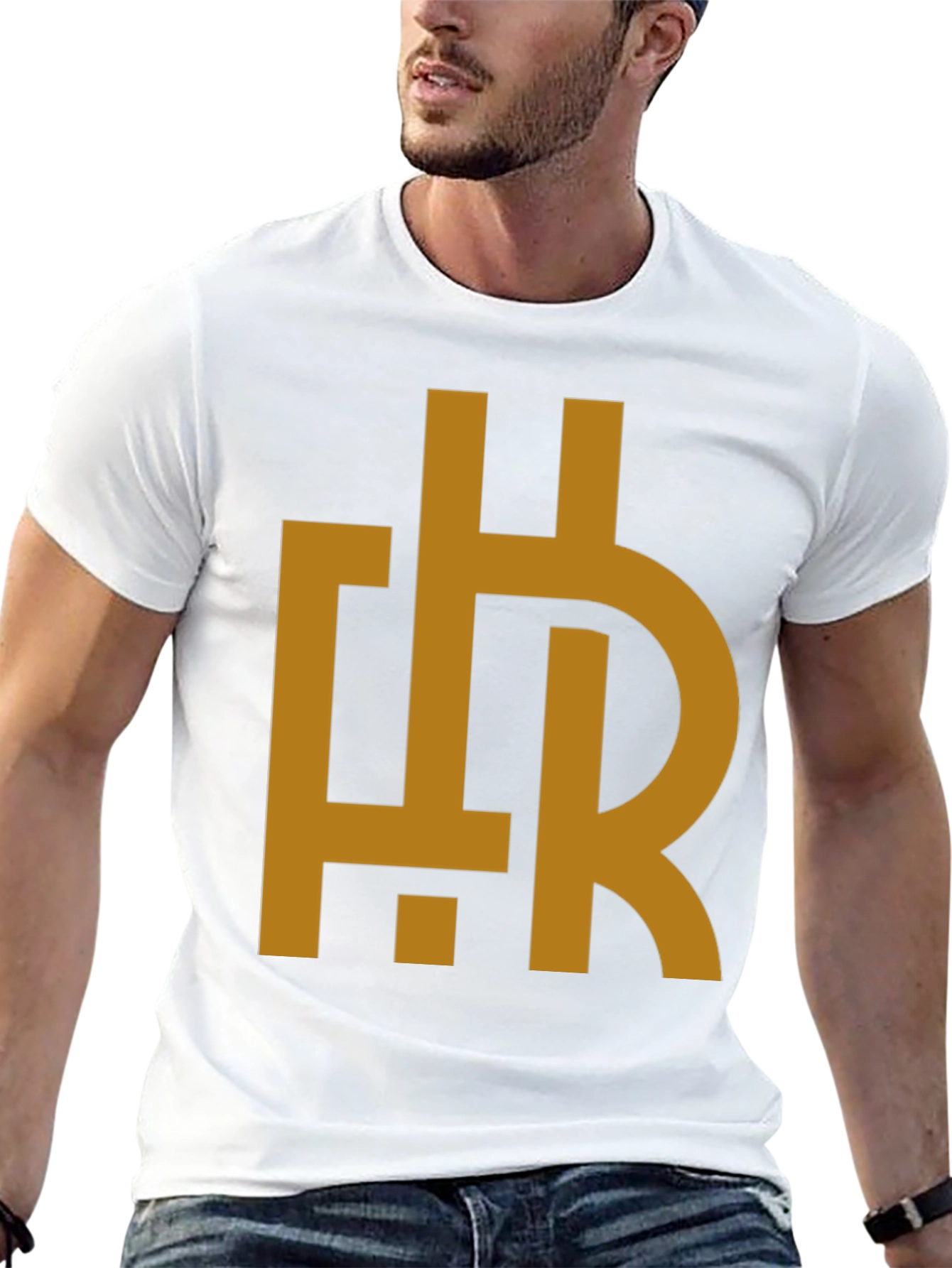 Abstract HR Gold Graphic Print Black T-Shirt
