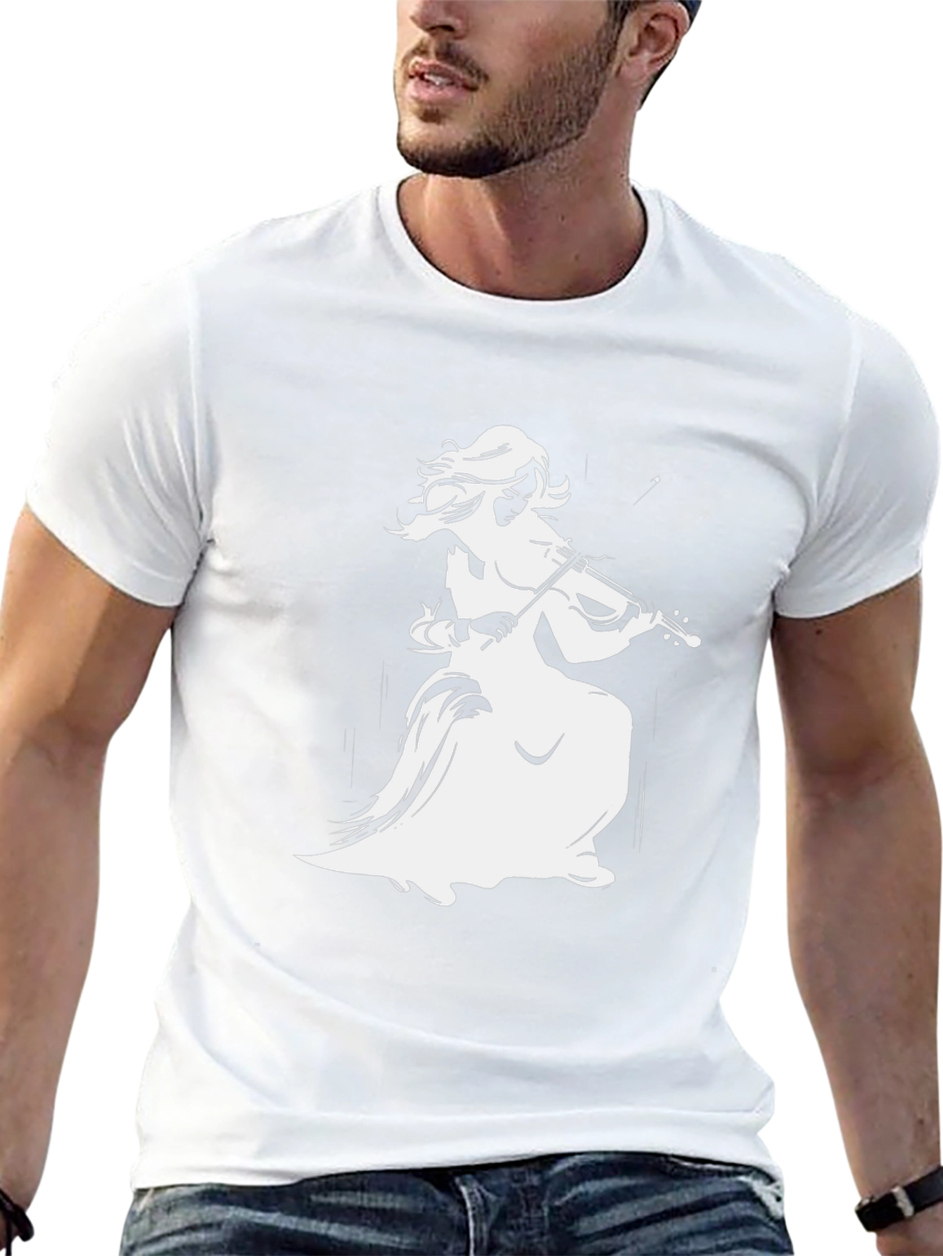 Black T-Shirt with Fiddler Graphic Print