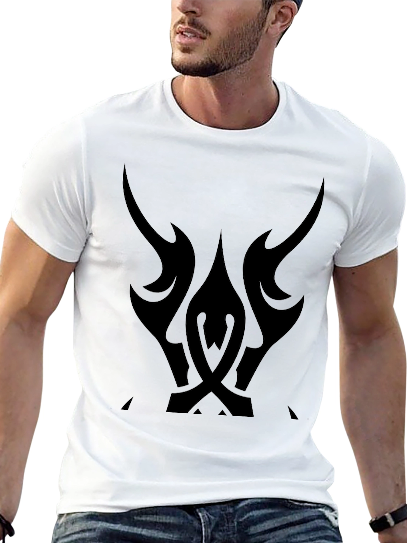 Black Graphic Tee - Tribal Tattoo Style Design