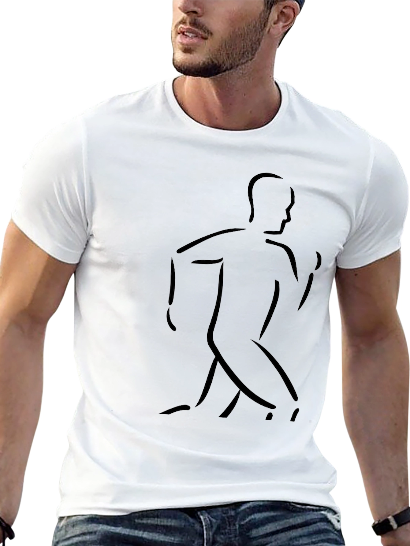 Mens Running Silhouette Graphic Tee - Black