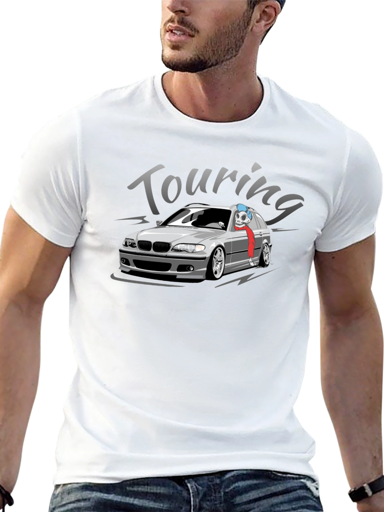 Touring Car Graphic T-Shirt - Skeleton Driver Design