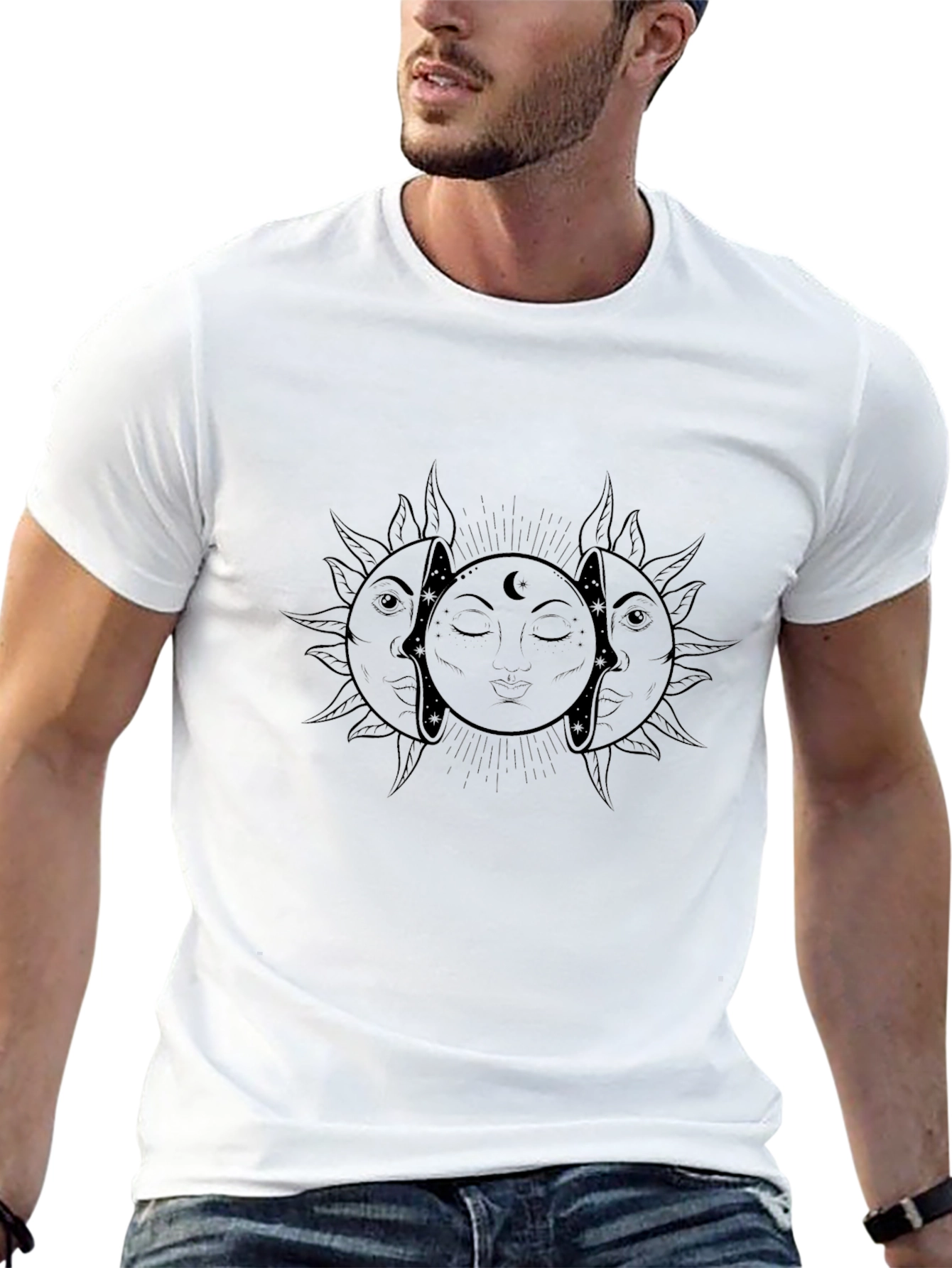 Sun Moon Eclipse Graphic T-Shirt - Black
