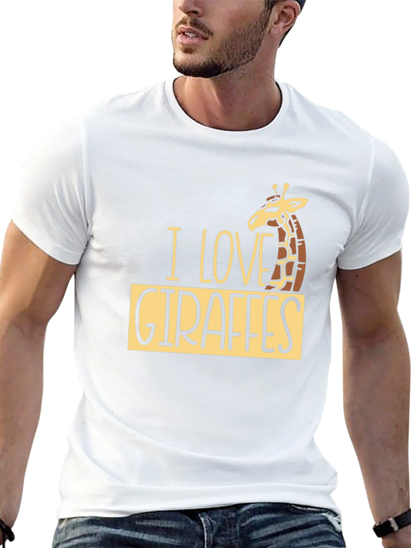 I Love Giraffes Black T-Shirt