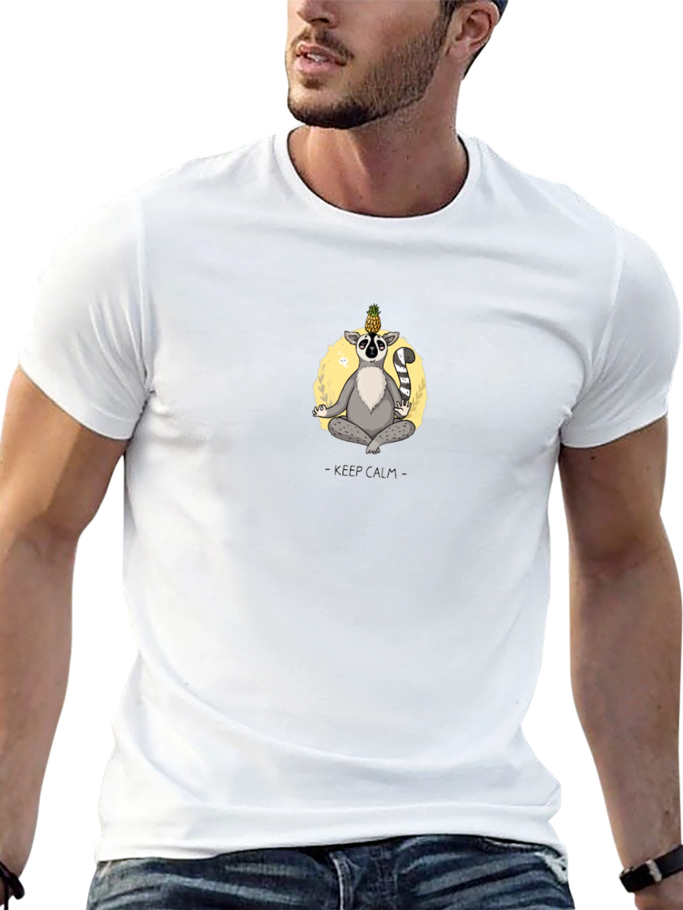 Zen Lemur Black T-Shirt: Meditating Animal Graphic Tee