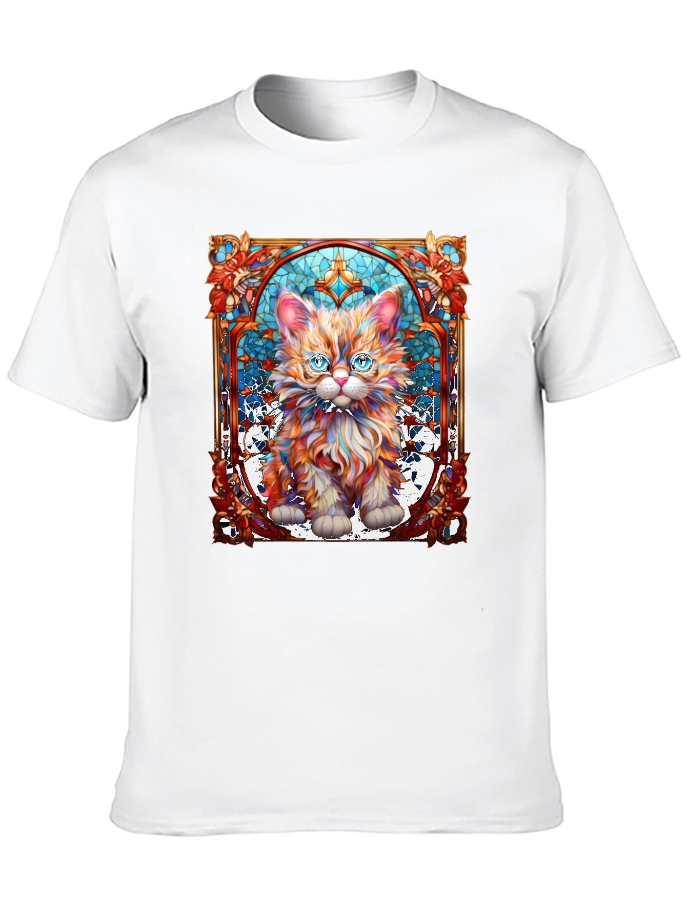 Stained Glass Cat Graphic Tee