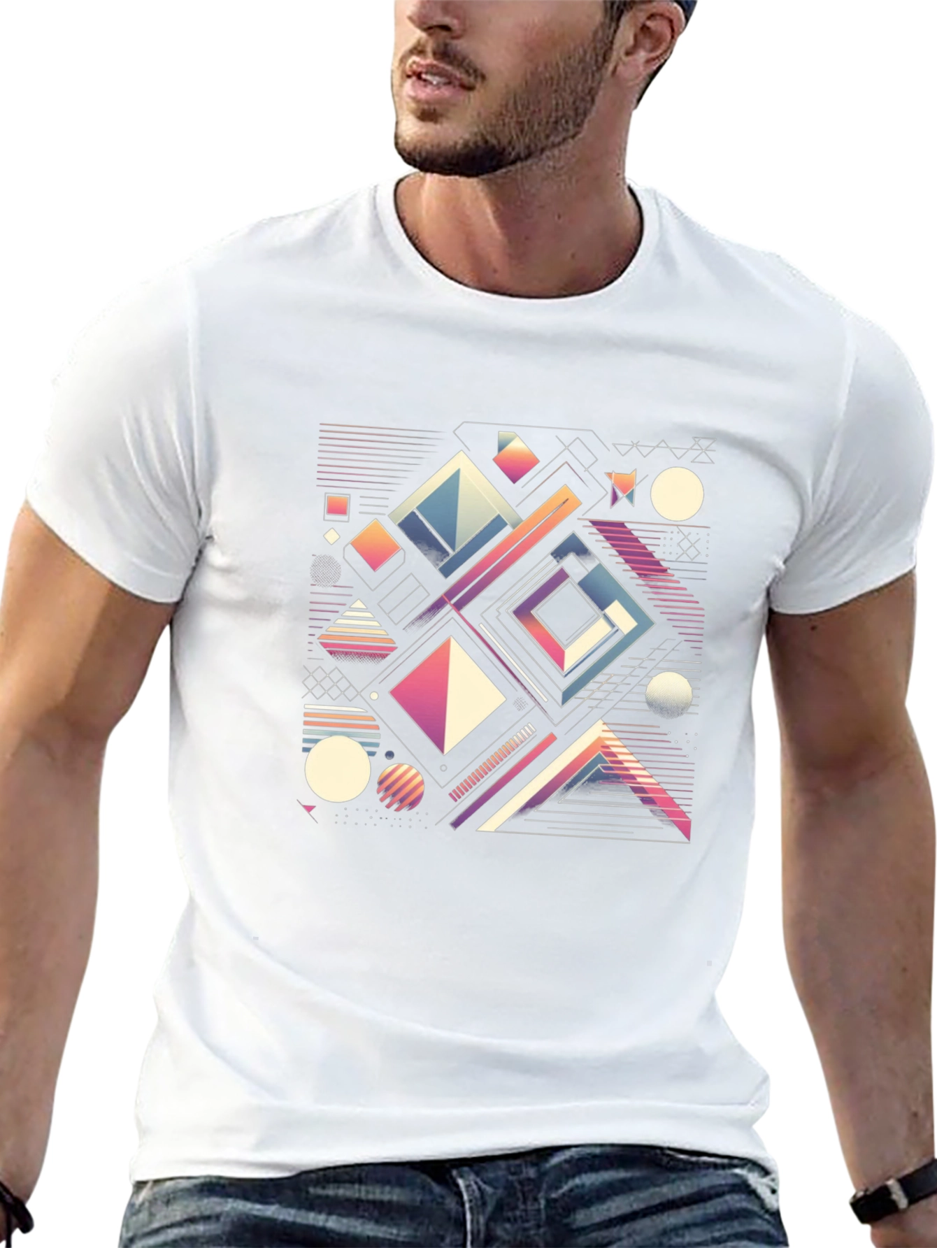 Geometric Pattern T-Shirt - Retro Modern Style