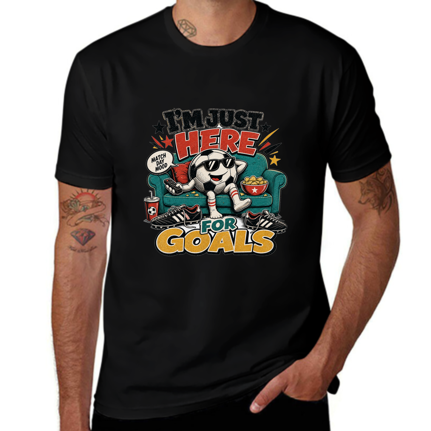 Limited Edition I'm Just Here For Goals Panda Soccer Tee
