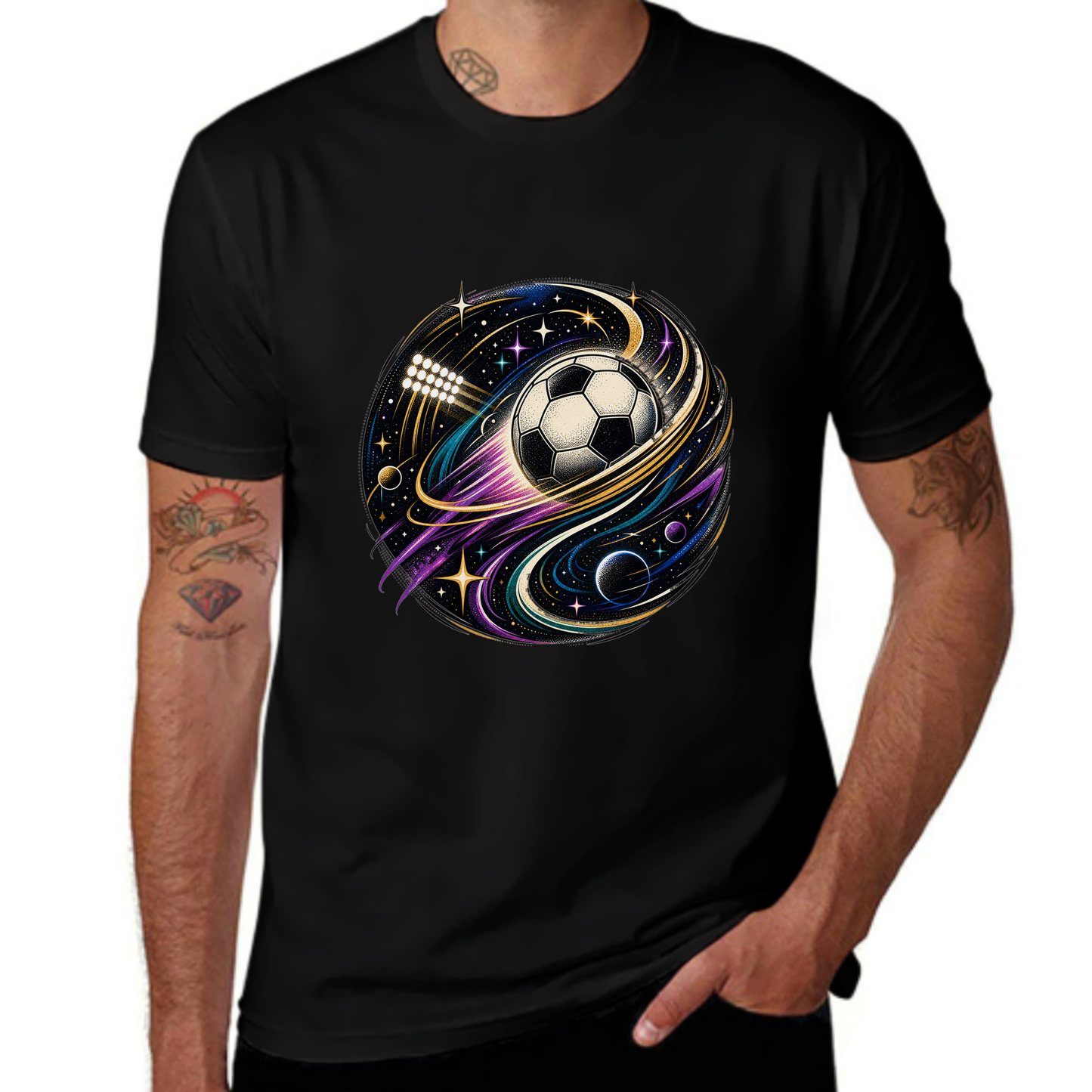 Gift Ready Galaxy Soccer Orbit Graphic Tee