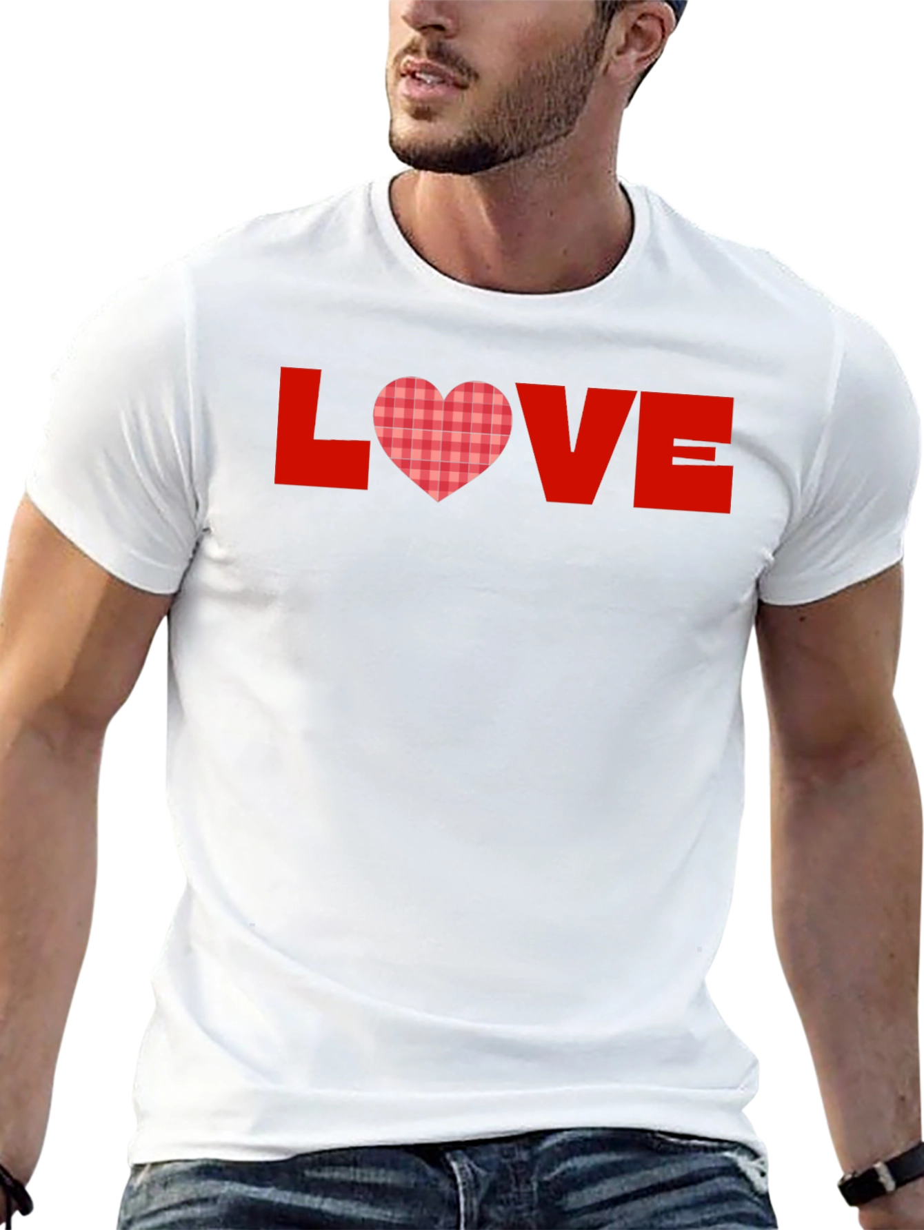 Love Heart Plaid Graphic Tee