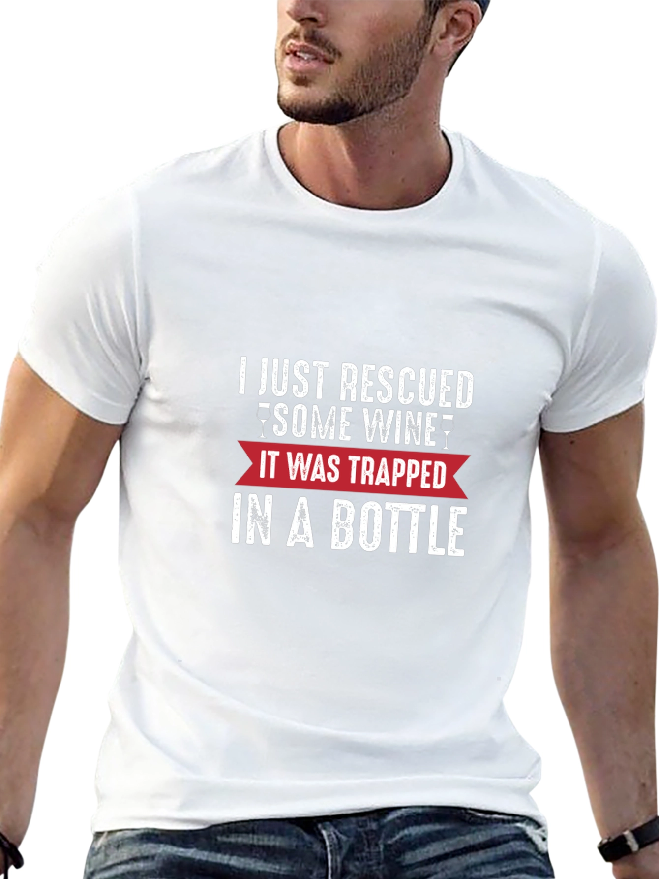 Rescued Some Wine T-Shirt - Funny Graphic Tee