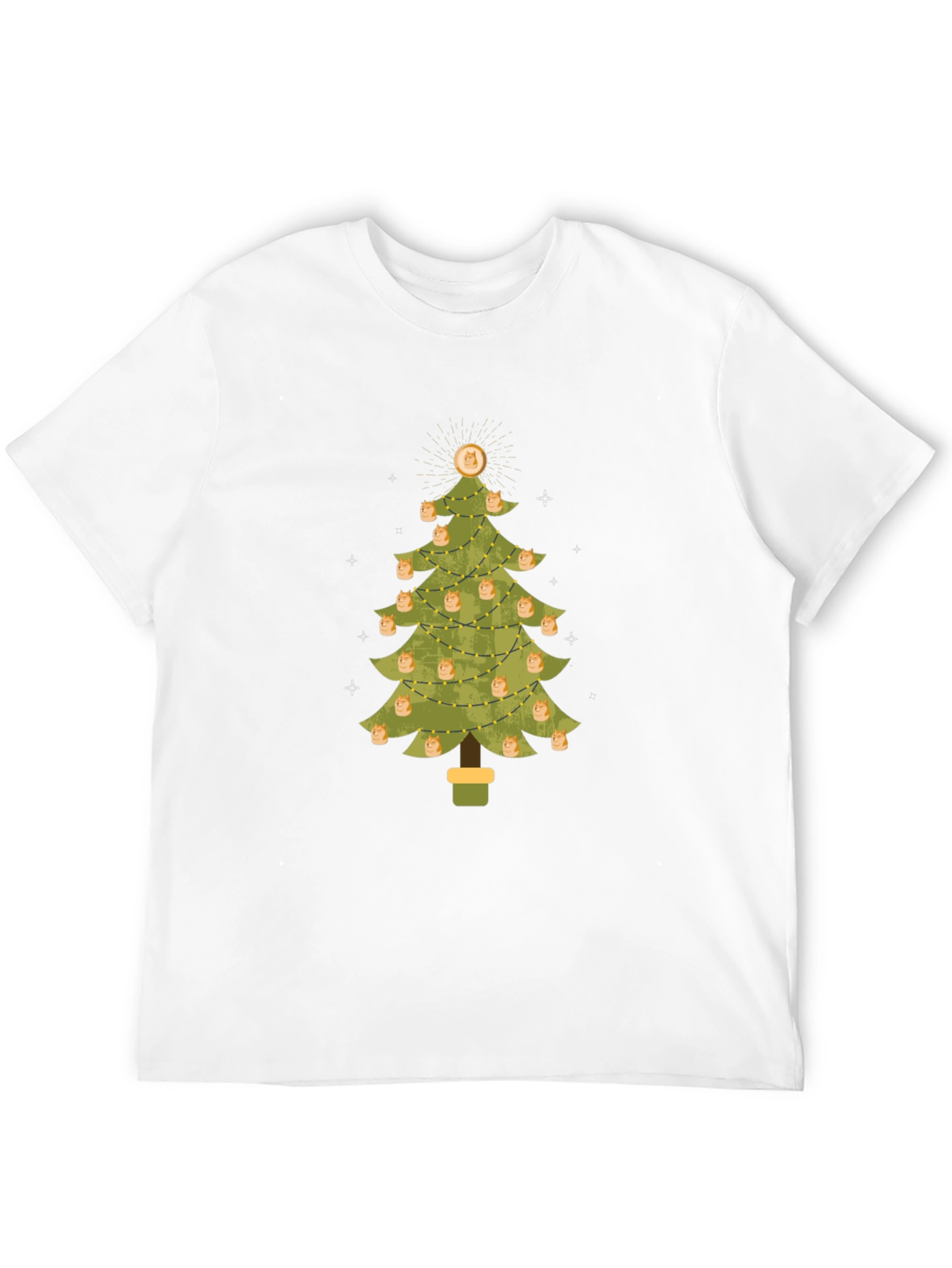 Dogecoin Christmas Tree Graphic Tee - Holiday Crypto Shirt