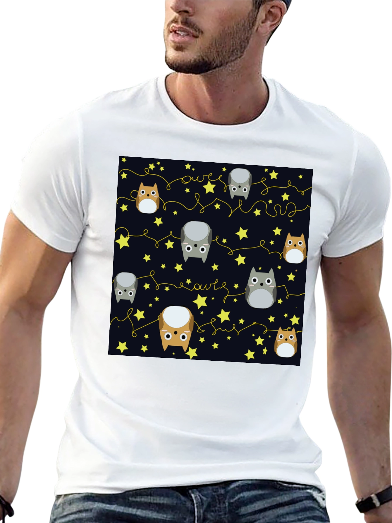 Cute Owls & Stars Graphic T-Shirt