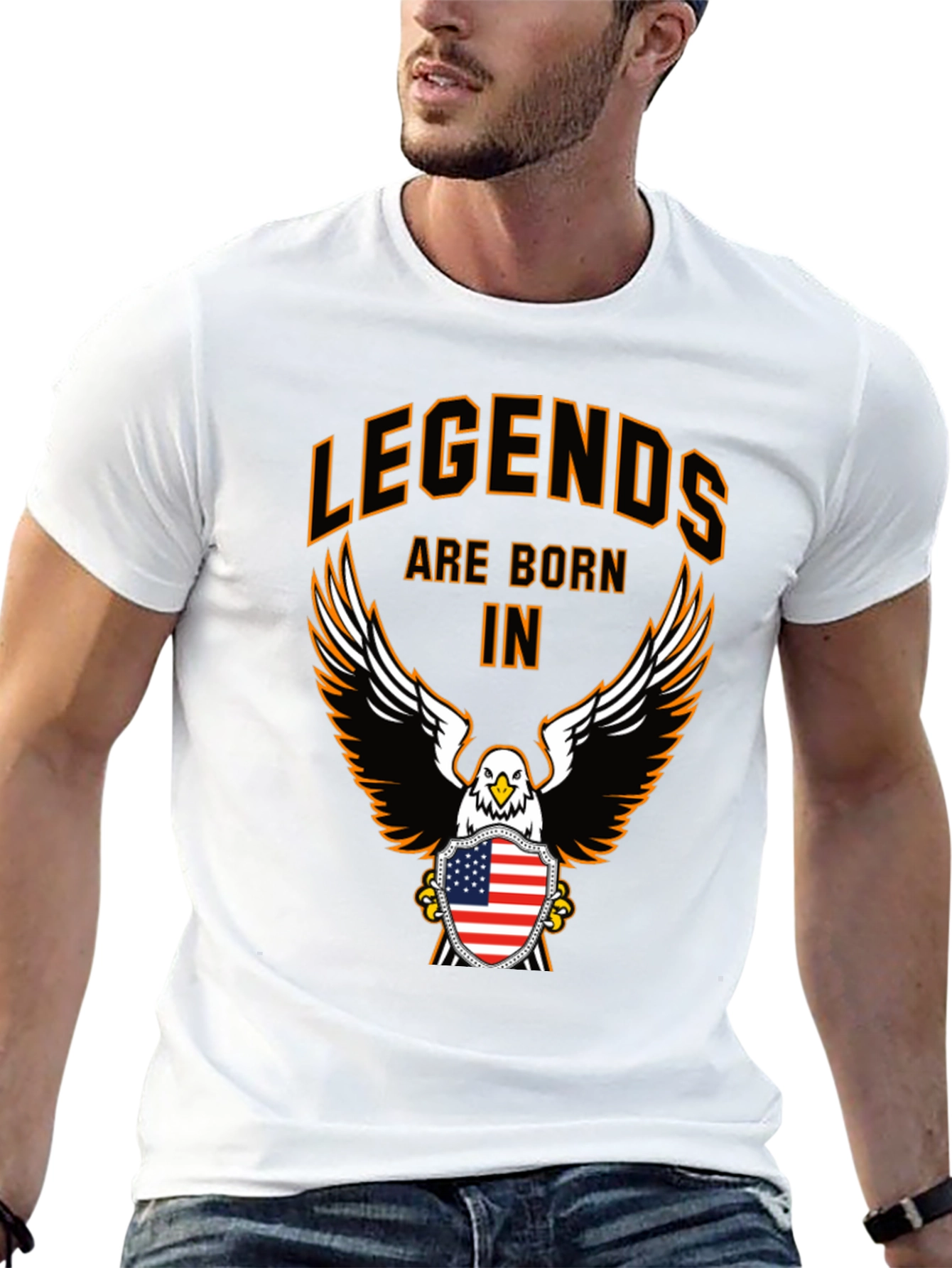 Legends Born T-Shirt Eagle Patriotic American USA Flag