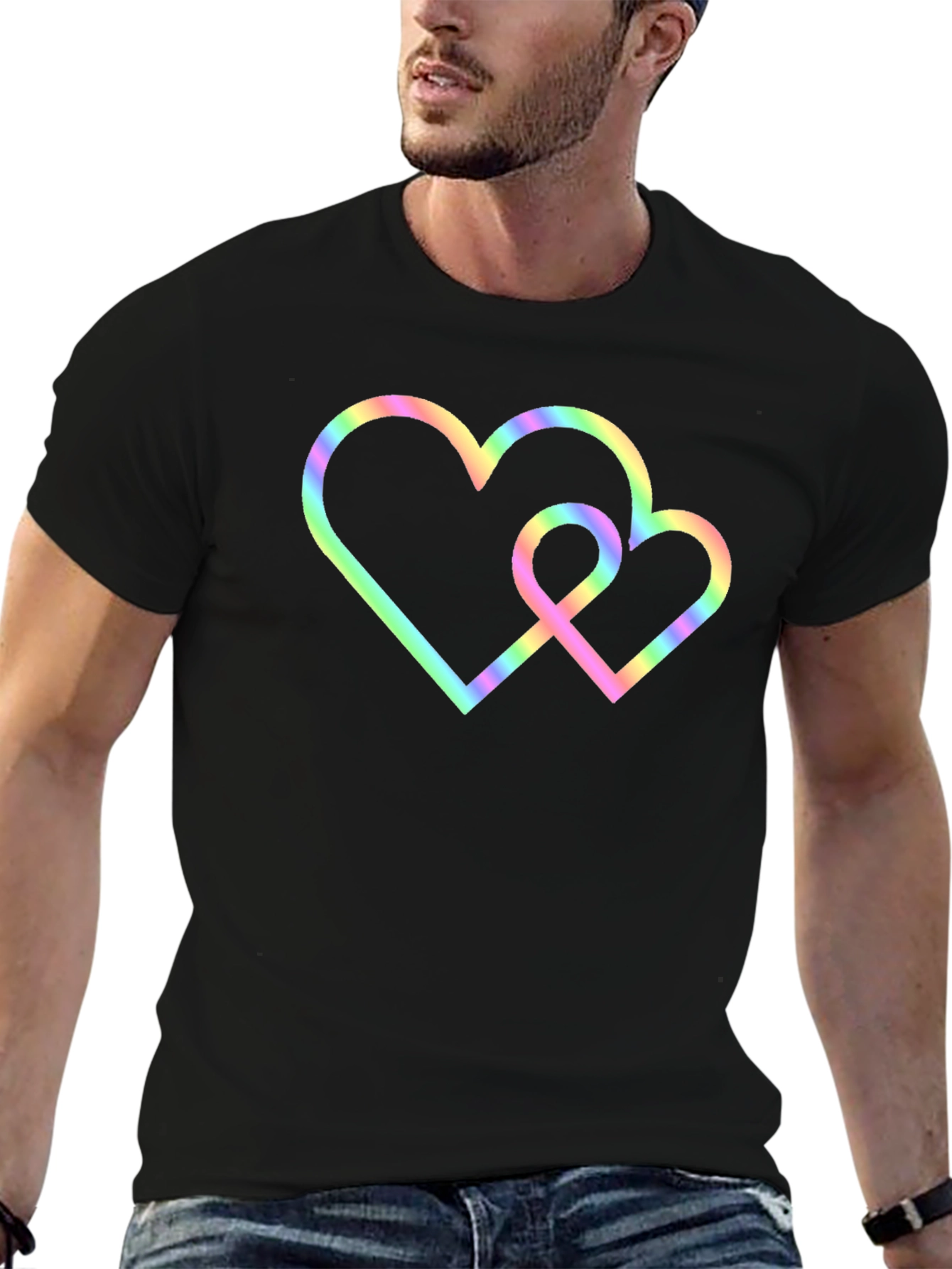 Rainbow Heart Outline T-Shirt