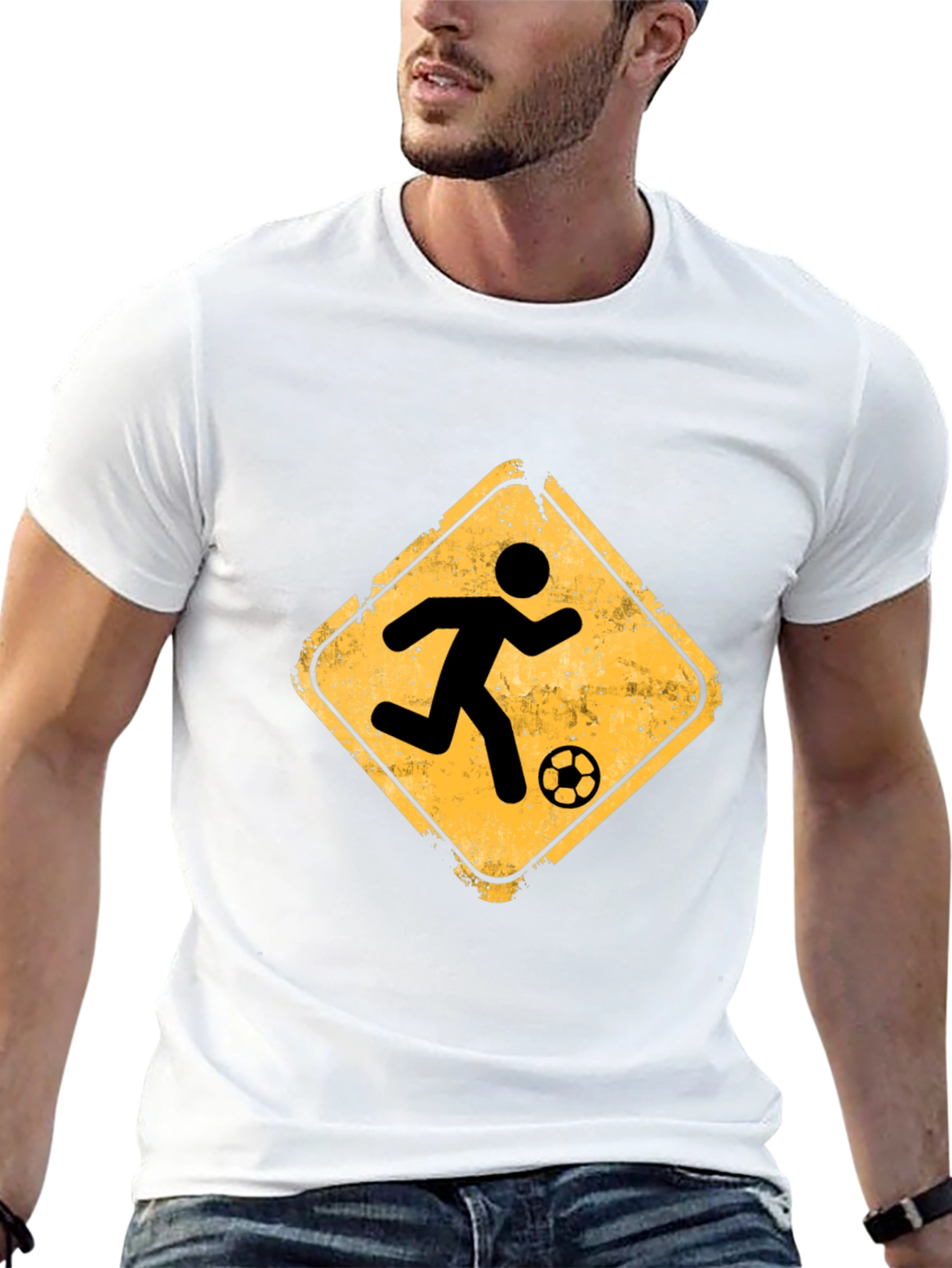 Soccer Player Crossing T-Shirt - Black Graphic Tee