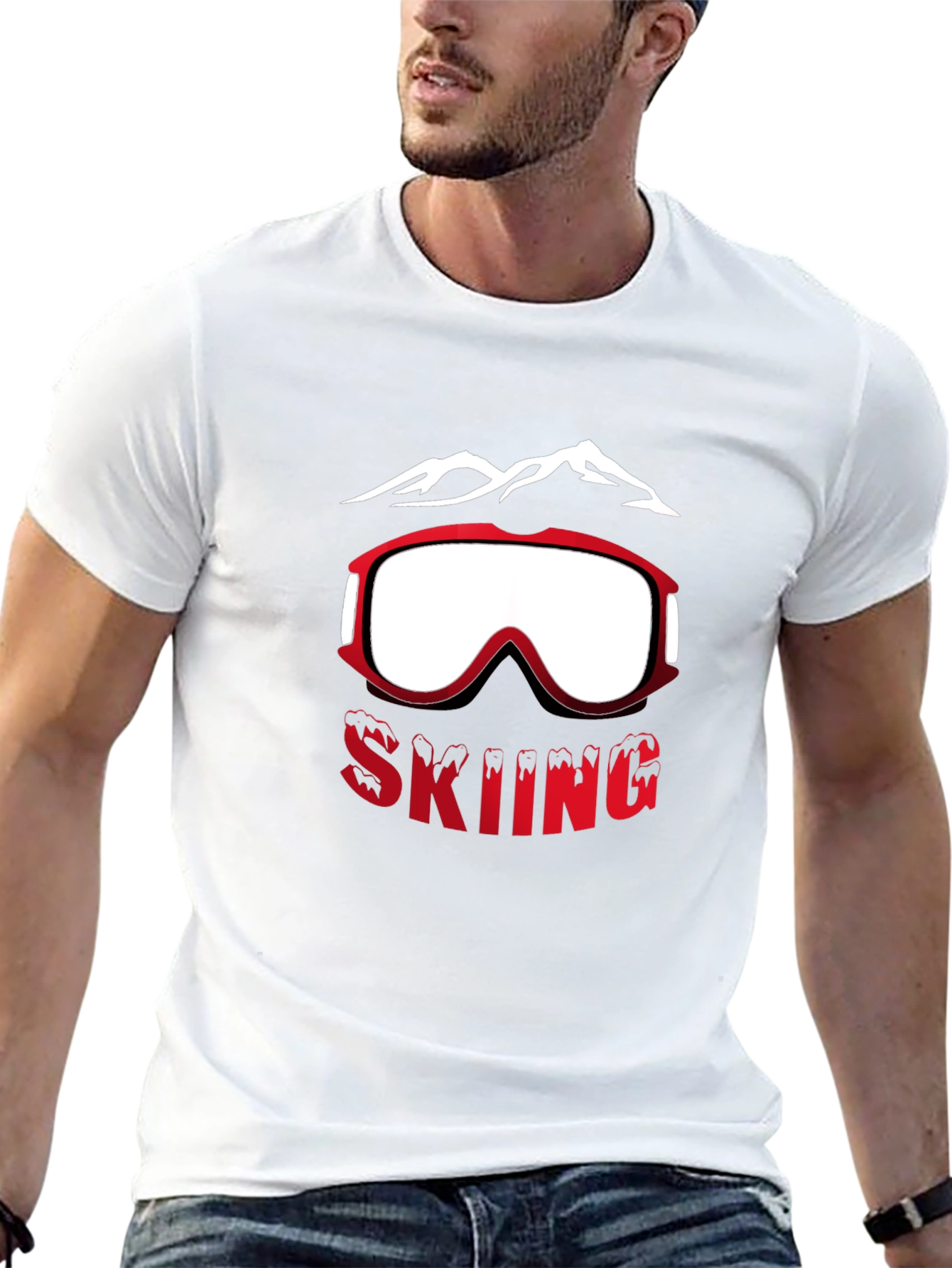 Skiing Graphic Tee - Mountain & Goggles Design