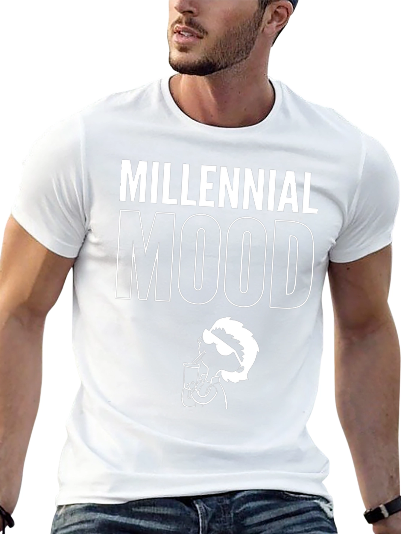 Millennial Mood Graphic Tee - Black Cotton T-Shirt