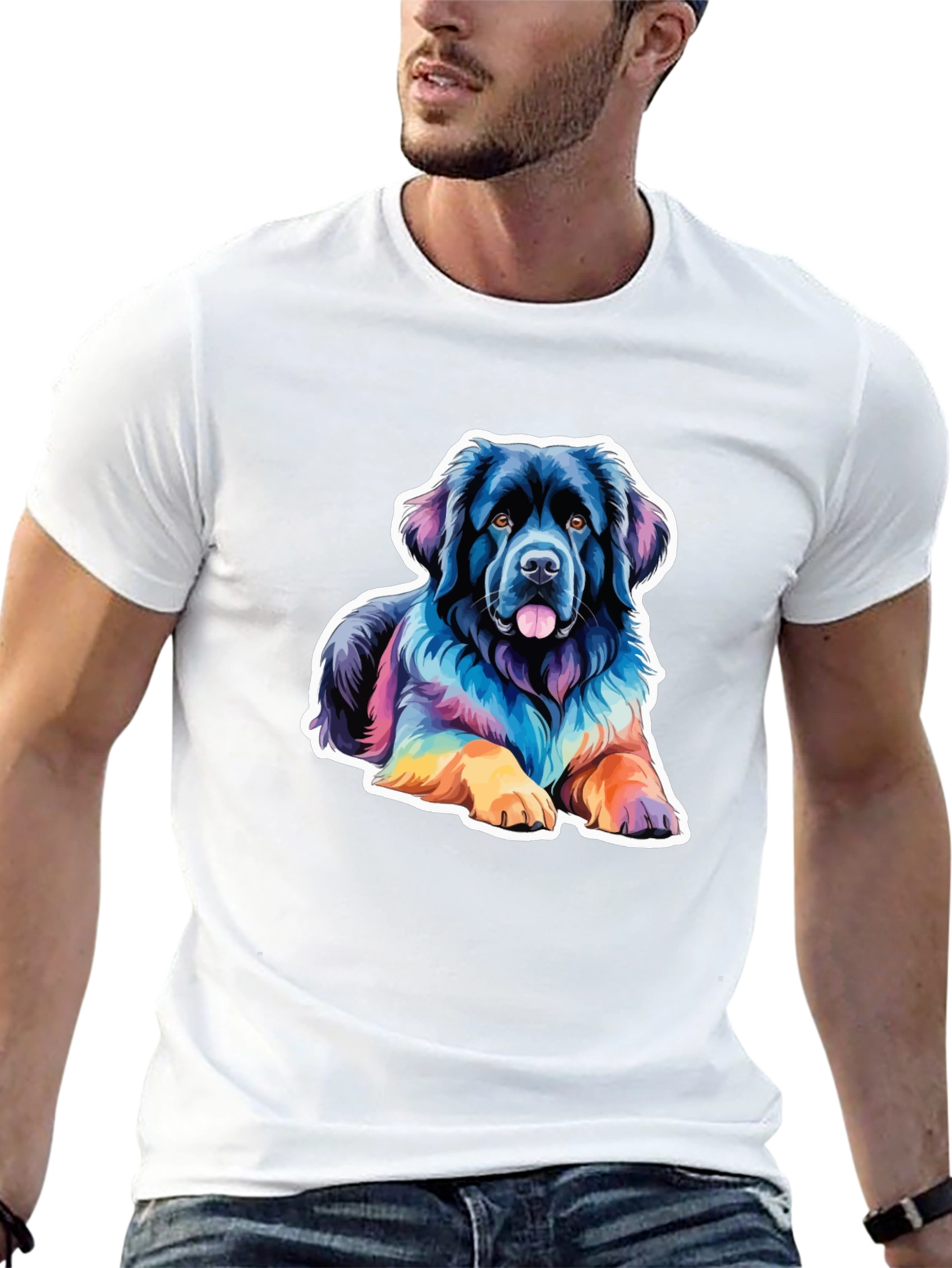 Rainbow Dog Graphic Tee - Mens Black T-Shirt