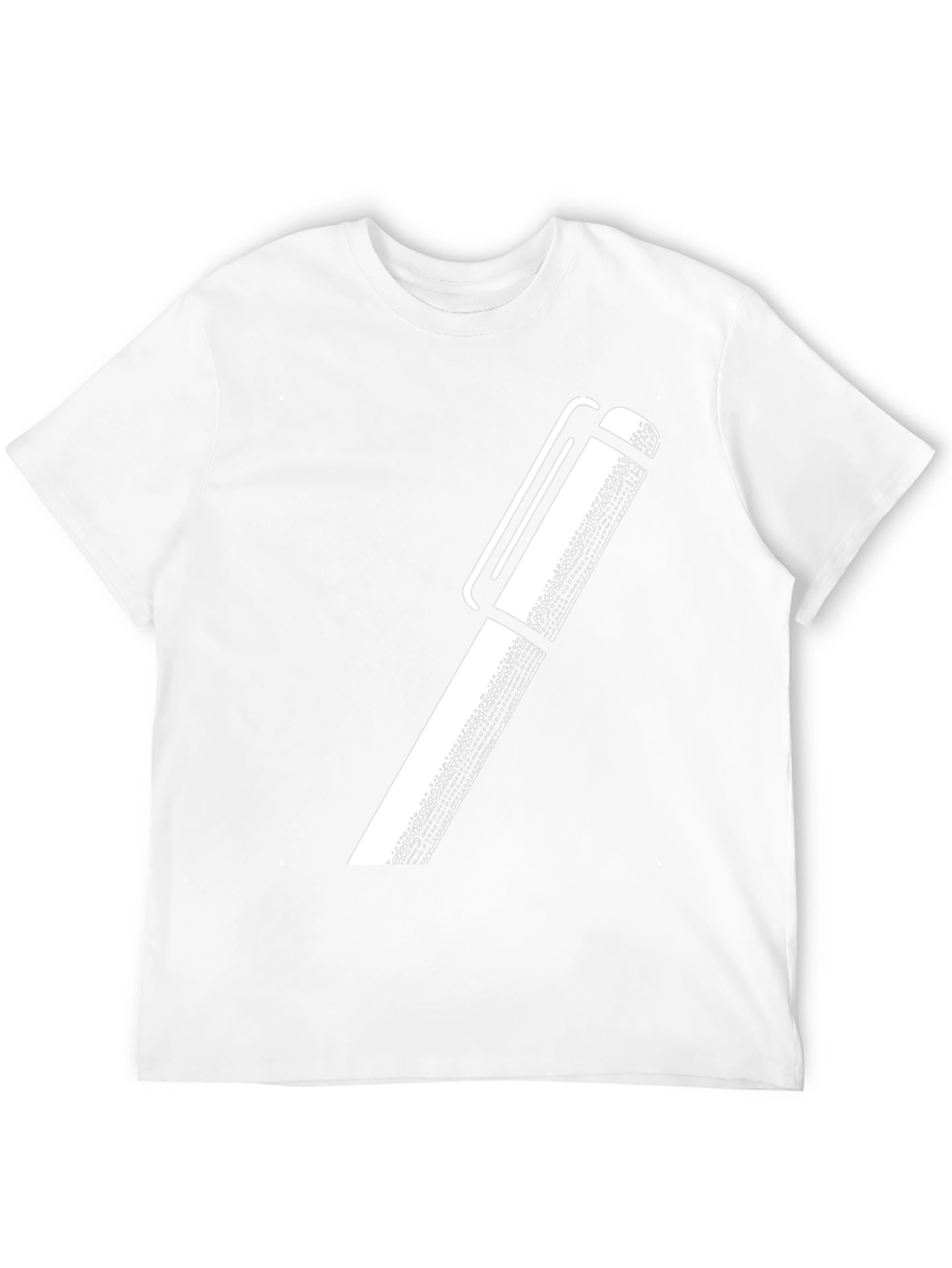 Mens Black T-Shirt with White Pen Graphic