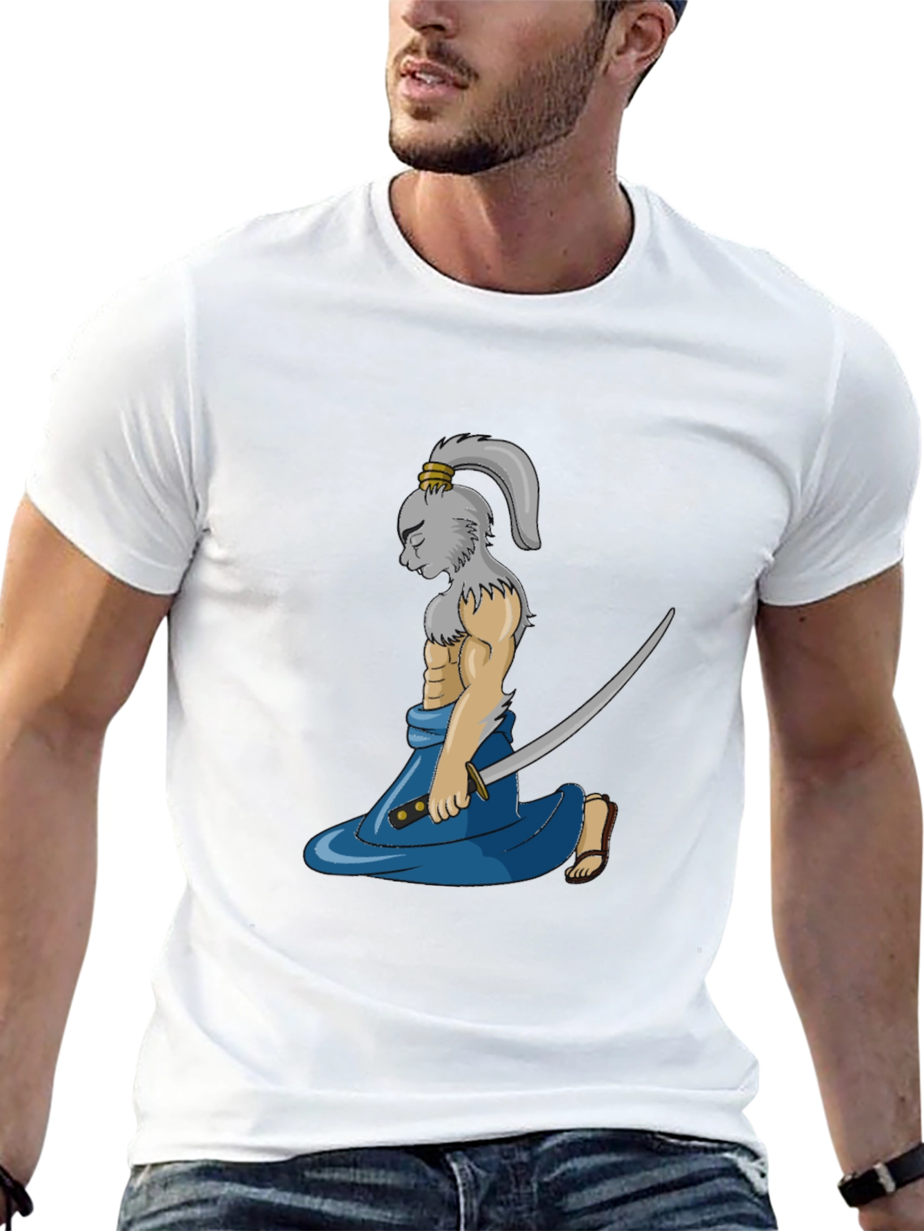 Samurai Rabbit Graphic Tee - Black Cotton Blend
