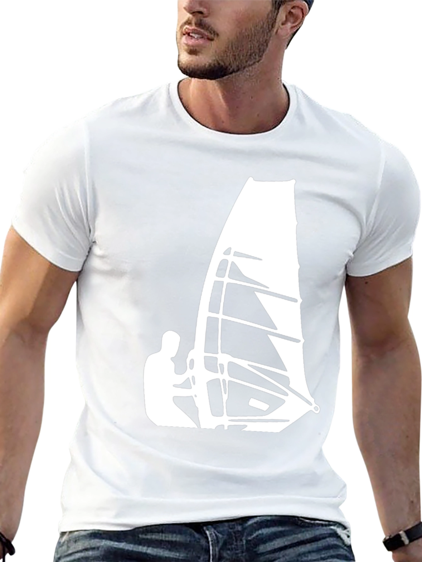 Windsurfer Graphic Tee - Black Cotton T-Shirt