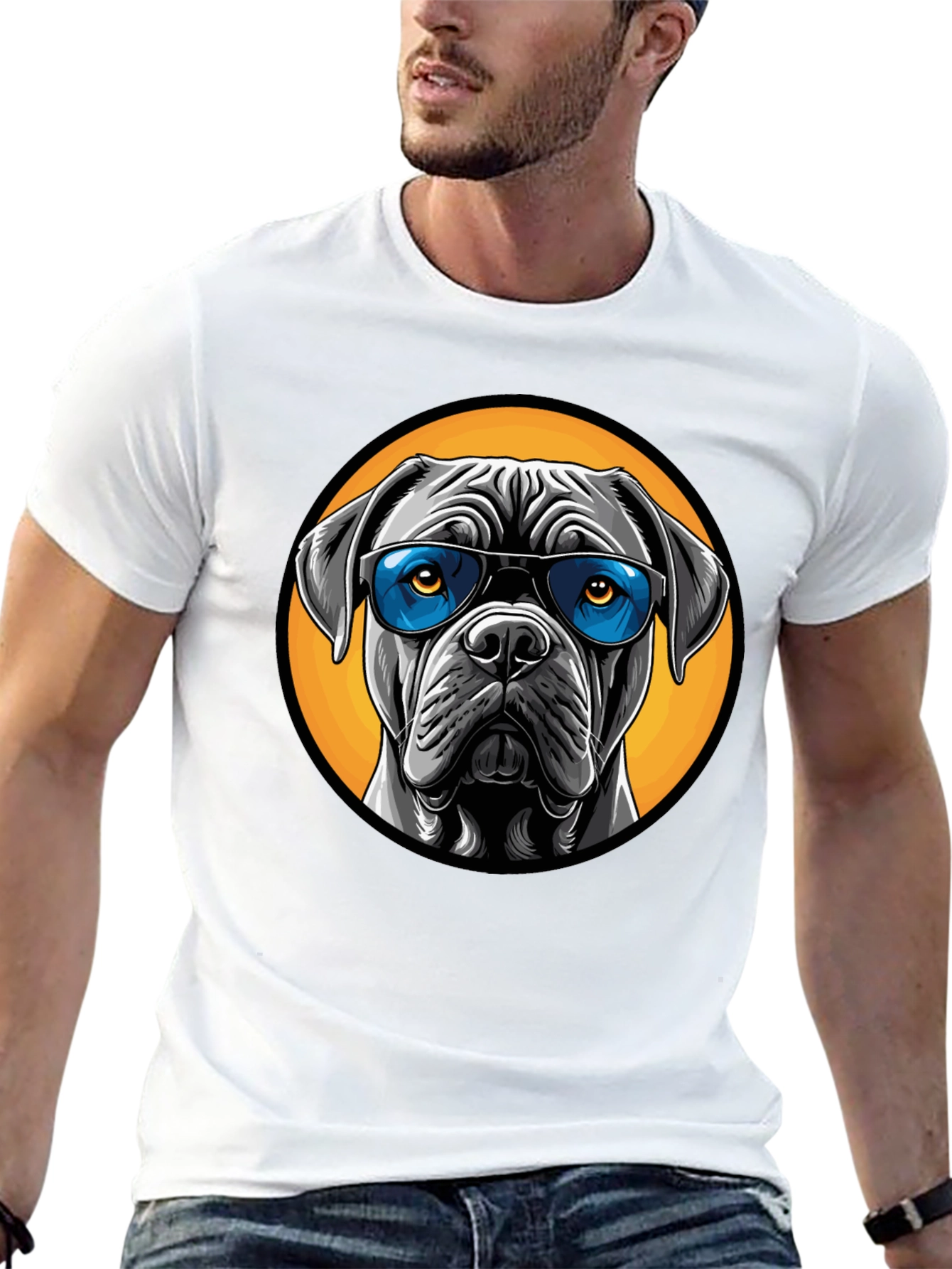 Dog with Sunglasses Graphic Tee - Black