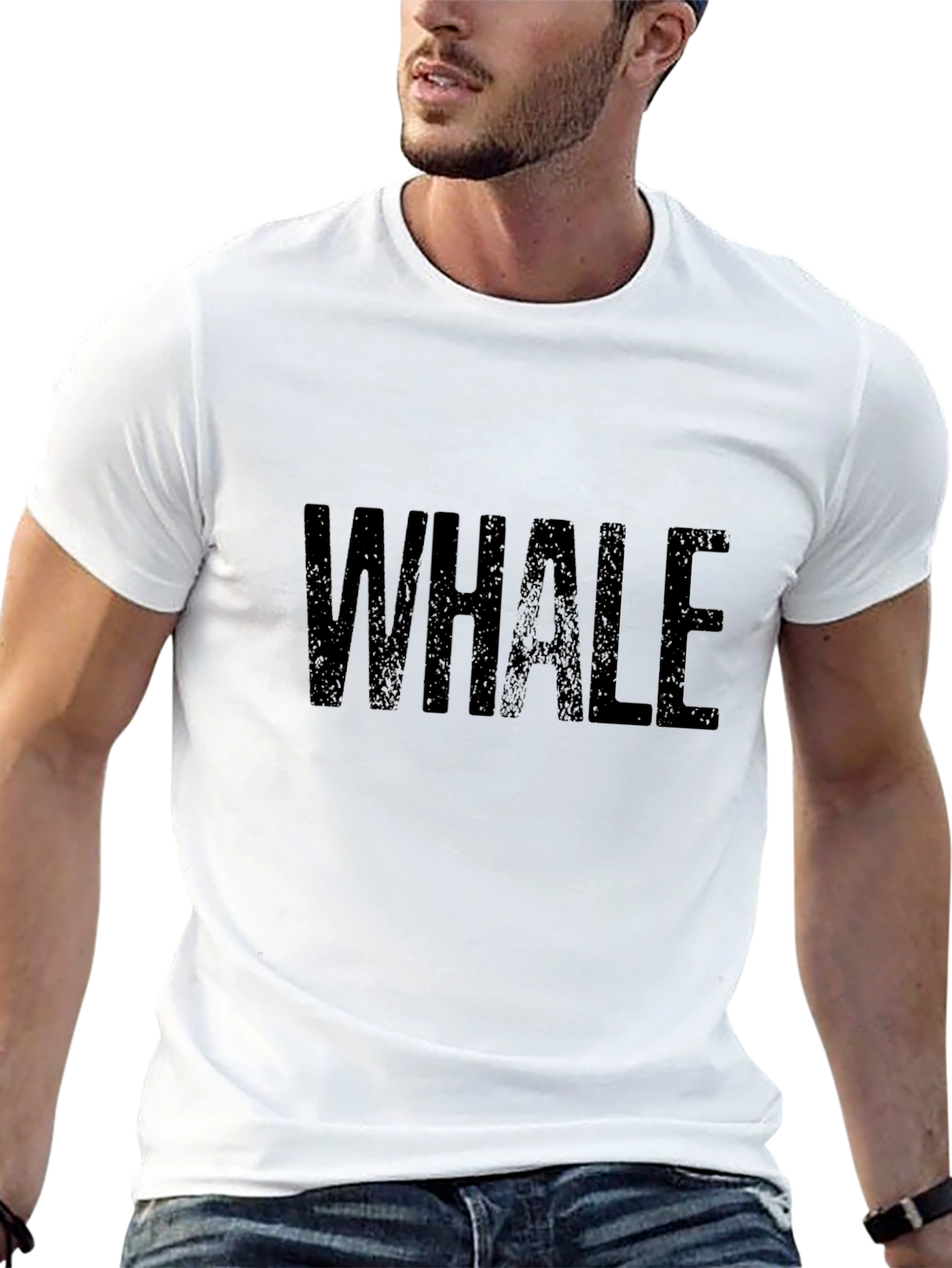 Whale Graphic Tee - Black Cotton T-Shirt