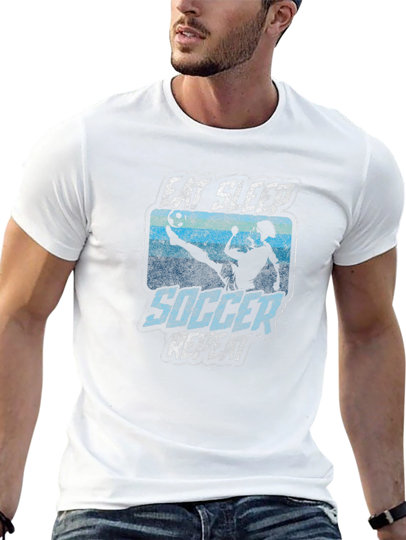 Eat Sleep Soccer Repeat Graphic Tee
